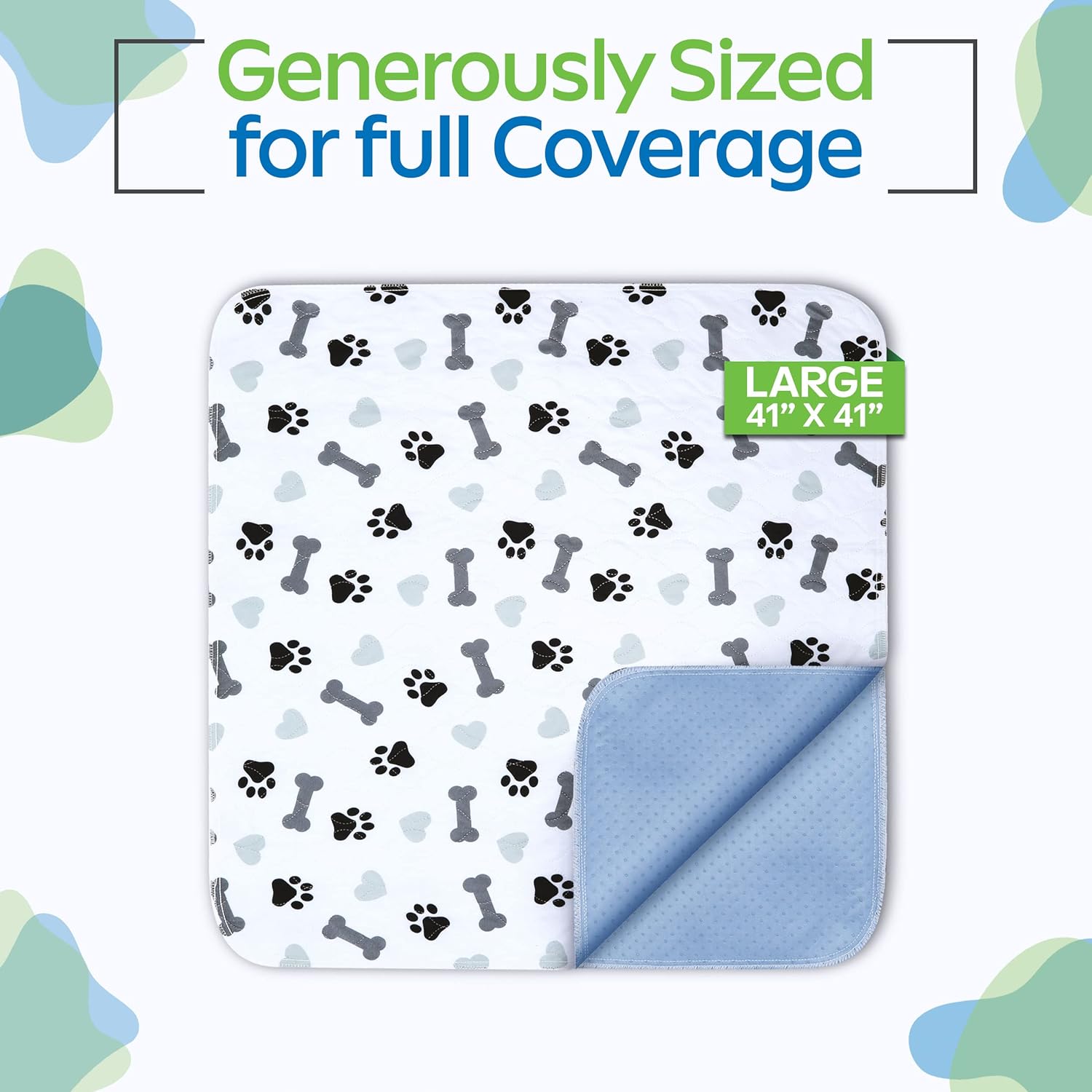 GREEN LIFESTYLE Washable Underpads Pack of 2 - 41x41 and Pack of 6 - 30x34 Bundle - Large Pee Pads for Dogs, Machine Washable Reusable Puppy Pads, Waterproof Pet Training Pad