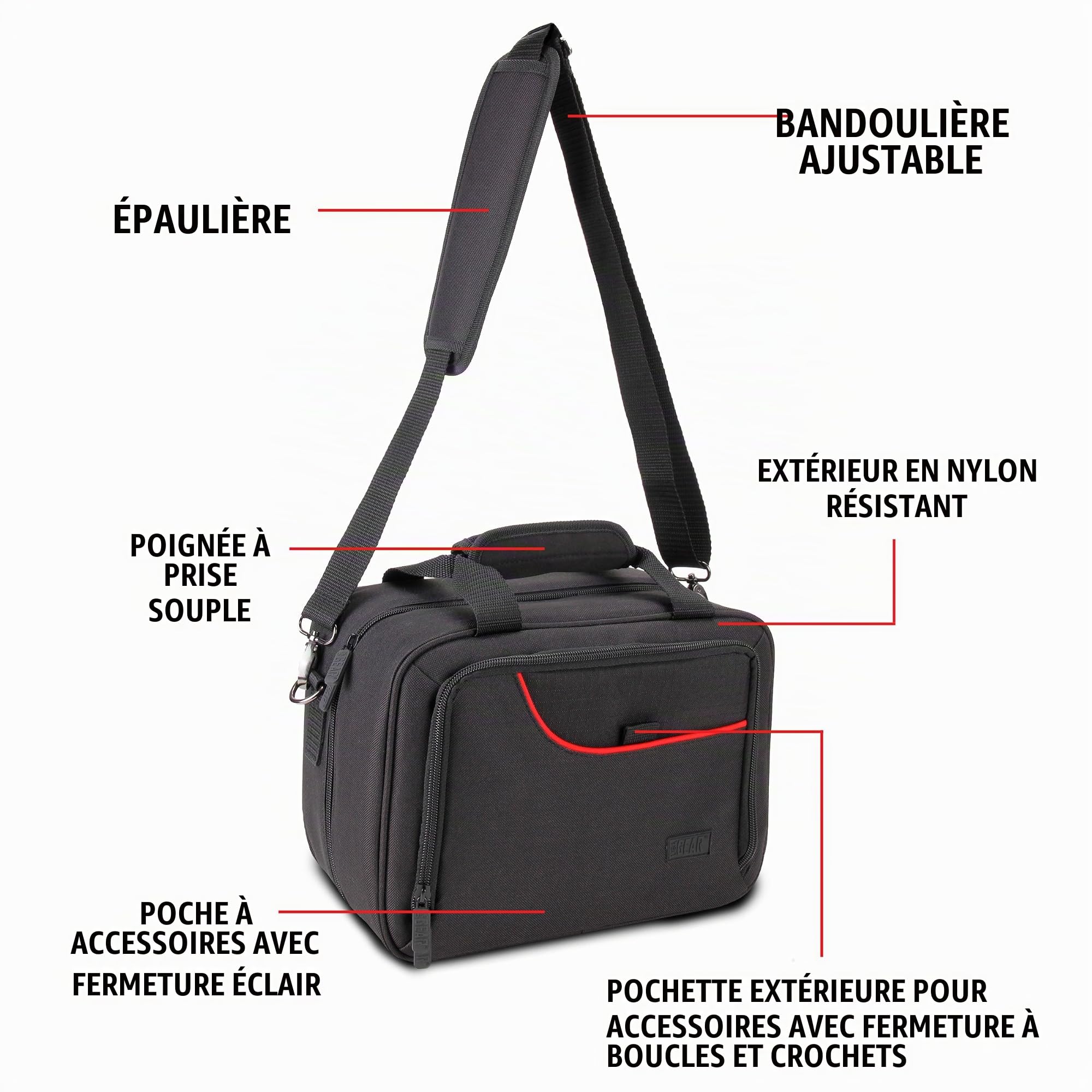 USA Gear Sac de Rangement Pour Jeux de Cartes Compatible Avec Les Jeux de Cartes à Collectionner et de Cartes à Collectionner - Sac de Protection Pour Cartes Avec Bandoulière Rembourrée - Rouge
