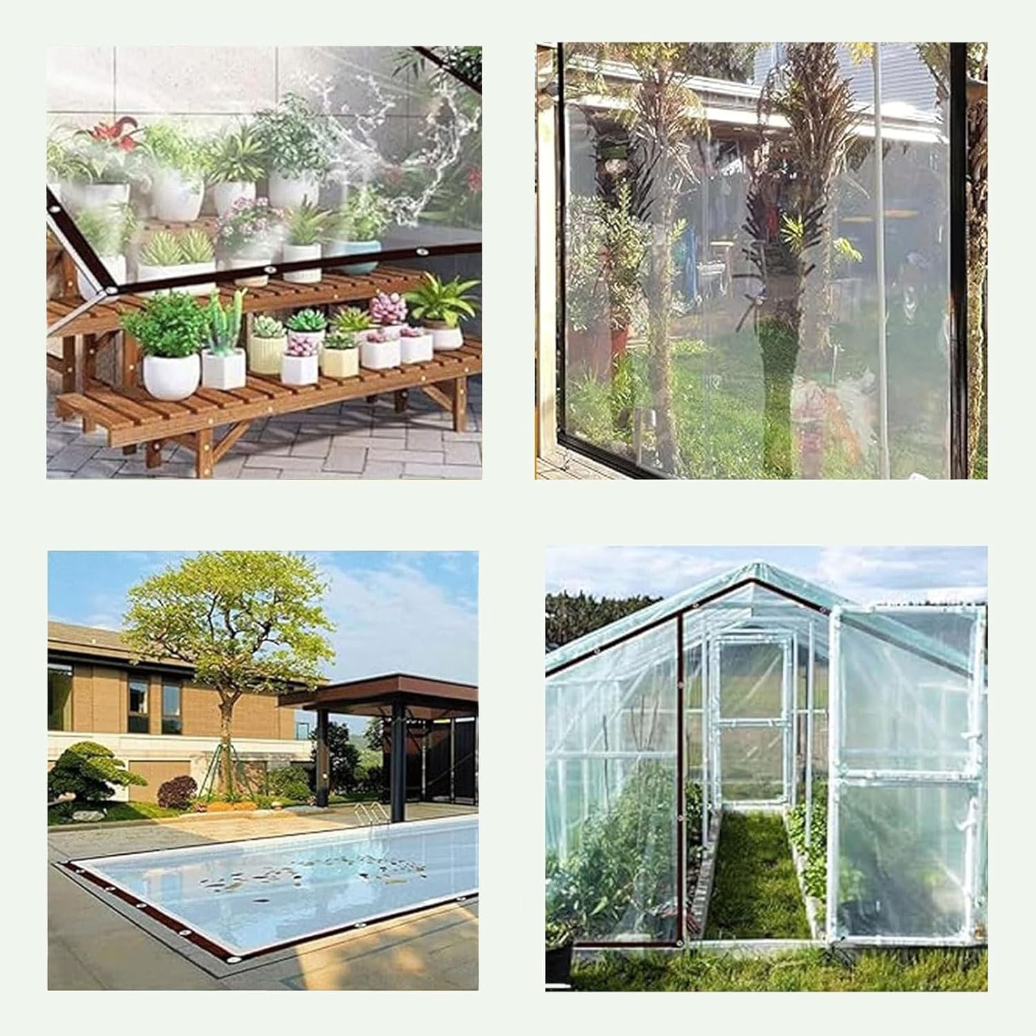 12x16 FT Clear Plastic Tarps - Heavy Duty Waterproof with Eyelets,Rainproof Tarp Plant Cover Tarpaulin Outdoor Transparent Cover,for Greenhouse Ground Covers Chicken Coop