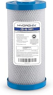 Hydronix CB-45-1001 Whole House Commercial Hydroponics RO NSF Activated Carbon Block Water Filter, 4.5" x 10", 1 Micron