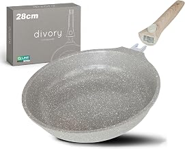 DIVORY Ceramic Pan 28 cm - Pan with Removable Handle and Ceramic Coating, Induction, PFAS & PTFE Free, Large Frying Pan Ceramic Coated - Frying Ceramic Pan (Natura, 28 cm)