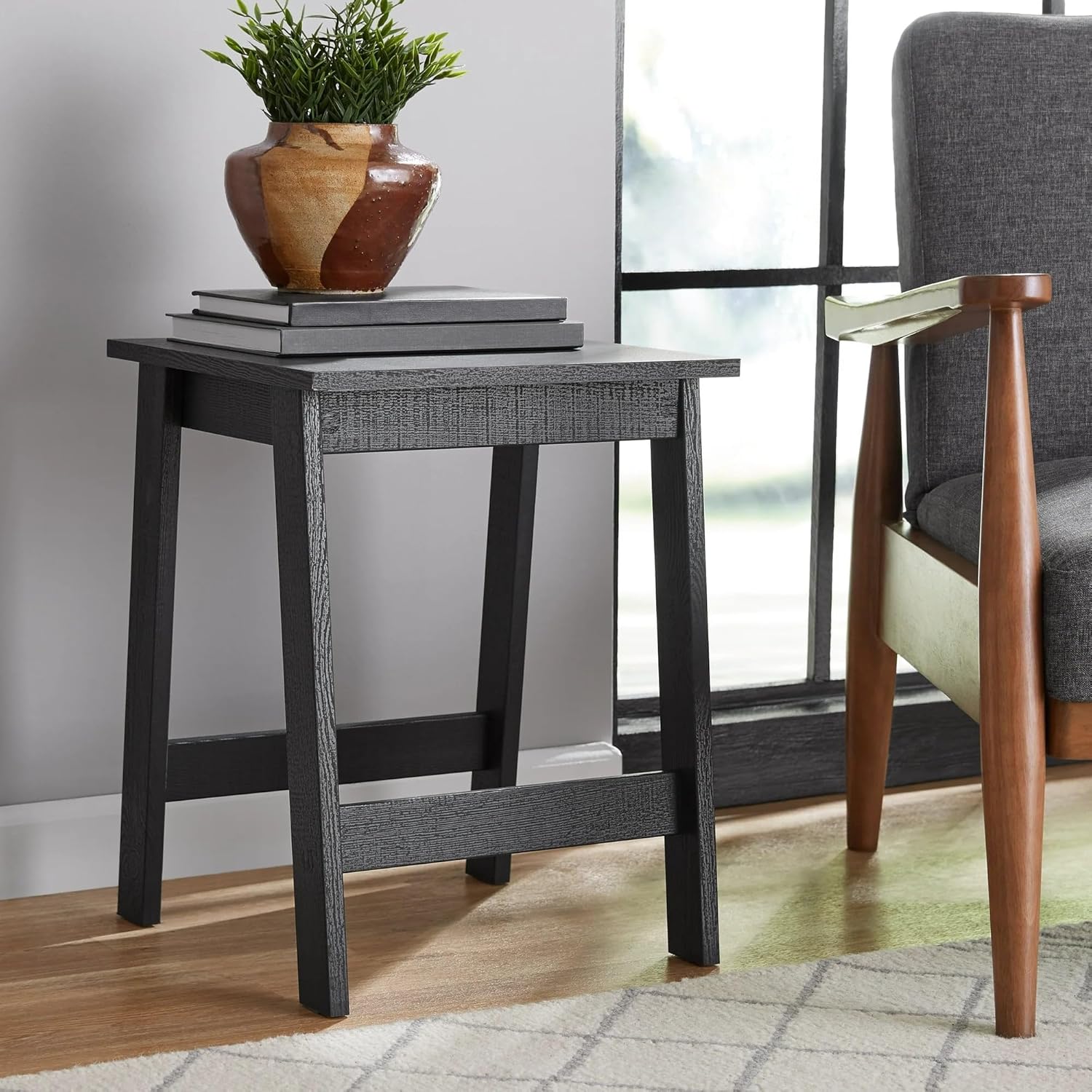 Square Side Table, Living Room End Table with Storage Modern Storage Table for Bedroom Small Spaces