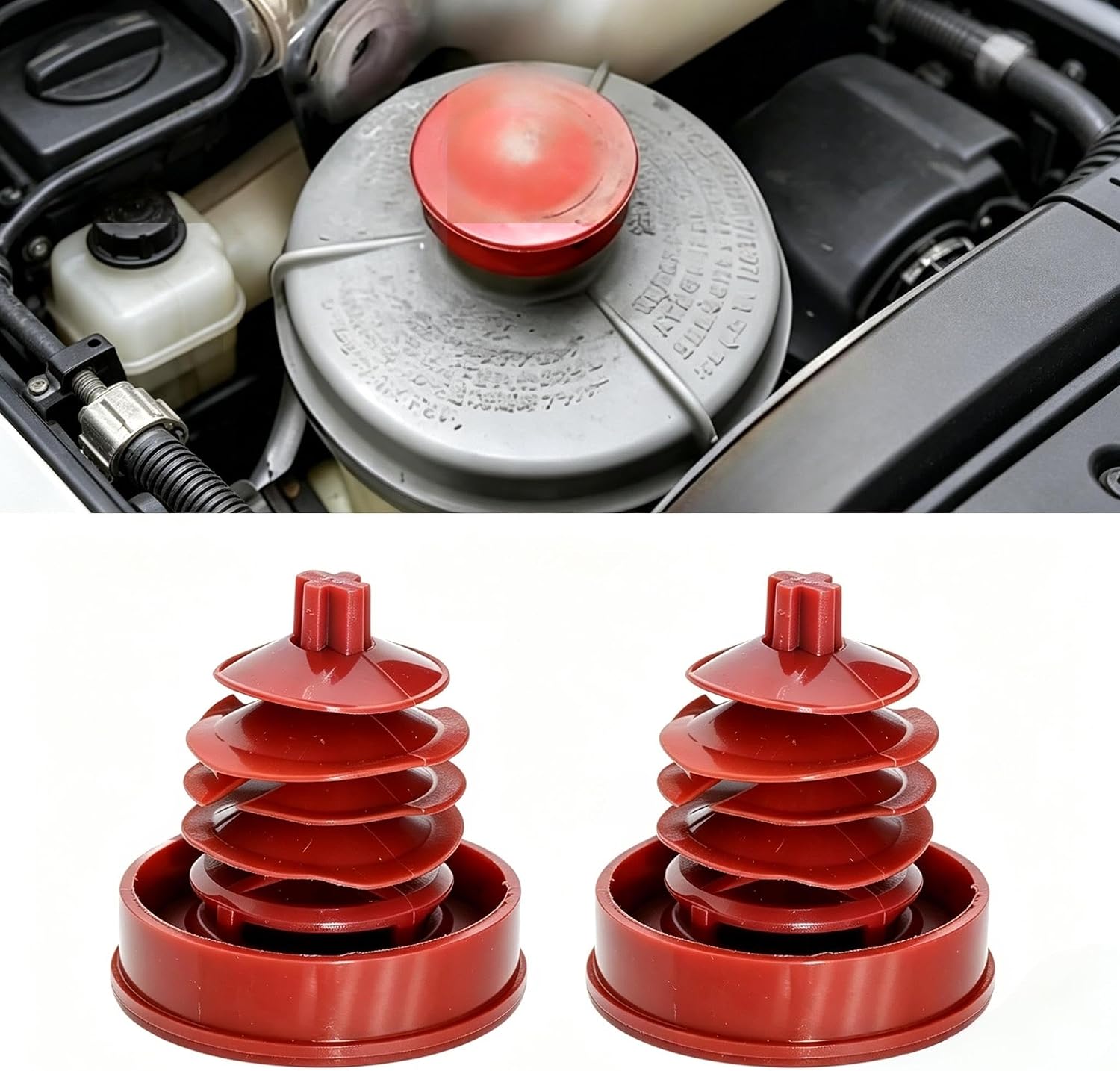 2PCS Power Steering Pump, Power Steering Pump Reservoir Cap Plug Cover, Part Replacement OEM #53697-SB3-952, Compatible with Accord Crosstour CR-V Odyssey (Red)