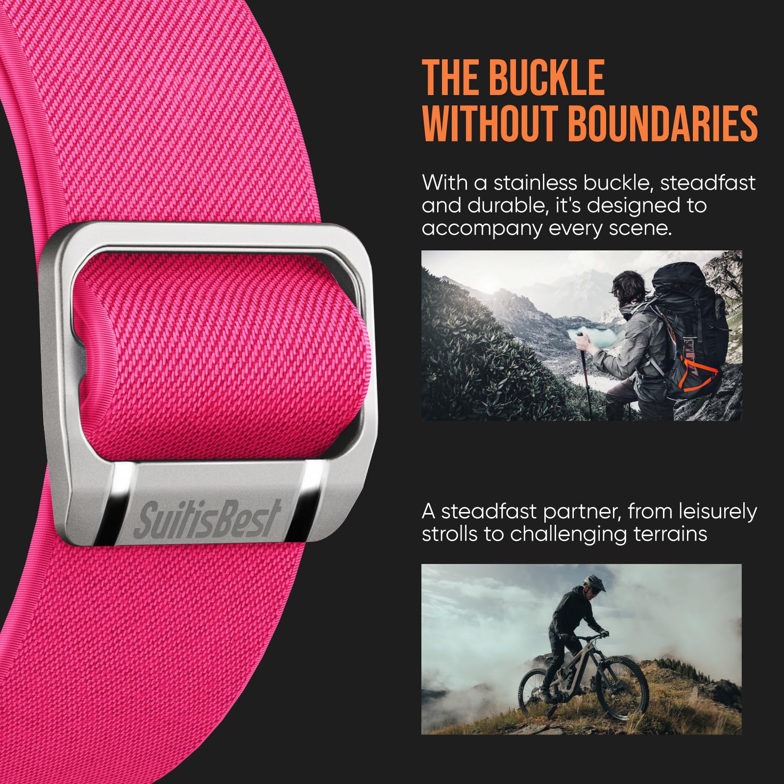 Suitisbest Sport Straps Compatible for Apple Watch Ultra 3/2/1 Straps 49mm 46mm 45mm 44mm 42mm for Men Wide Stretchy Nylon Solo Loop Band for iWatch Series 11 10 9 8 7 6 5 4 3 2 1 SE3/2/1 - Image 4