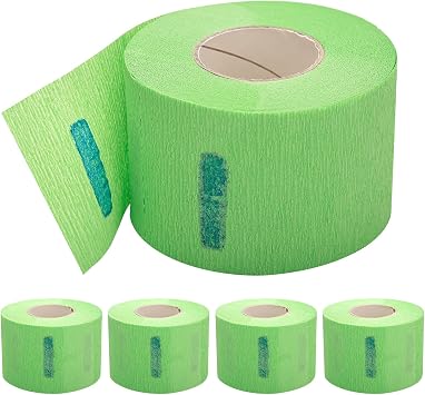 Disposable Barber Neck Paper- 5 Rolls & 500 Neck Strips, Barber Supplies for Salon Hair Styling Green