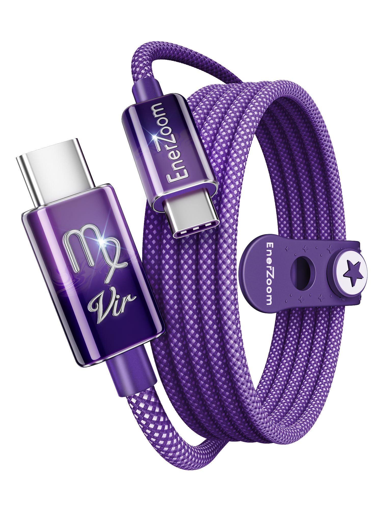 Virgo Zodiac - Cavo di ricarica da USB C a USB C, dipinto a mano, 240 W PD 3.1 Tipo C, cavo intrecciato in nylon intrecciato, regalo astrologico per lei, 1 m