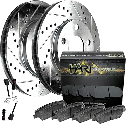 Hart Brakes Kit de frenos y rotores traseros | Pastillas de freno traseras| Rotores y pastillas de freno | Pastillas de freno y rotores de cerámica