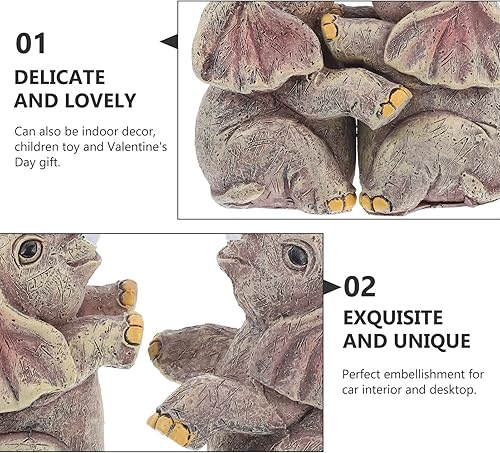 Miniatura 6 de VOSAREA Estatua de elefante para pareja, 2 piezas, estatua de elefante de resina, escultura de animales, estatua de abrazos, escultura africana,