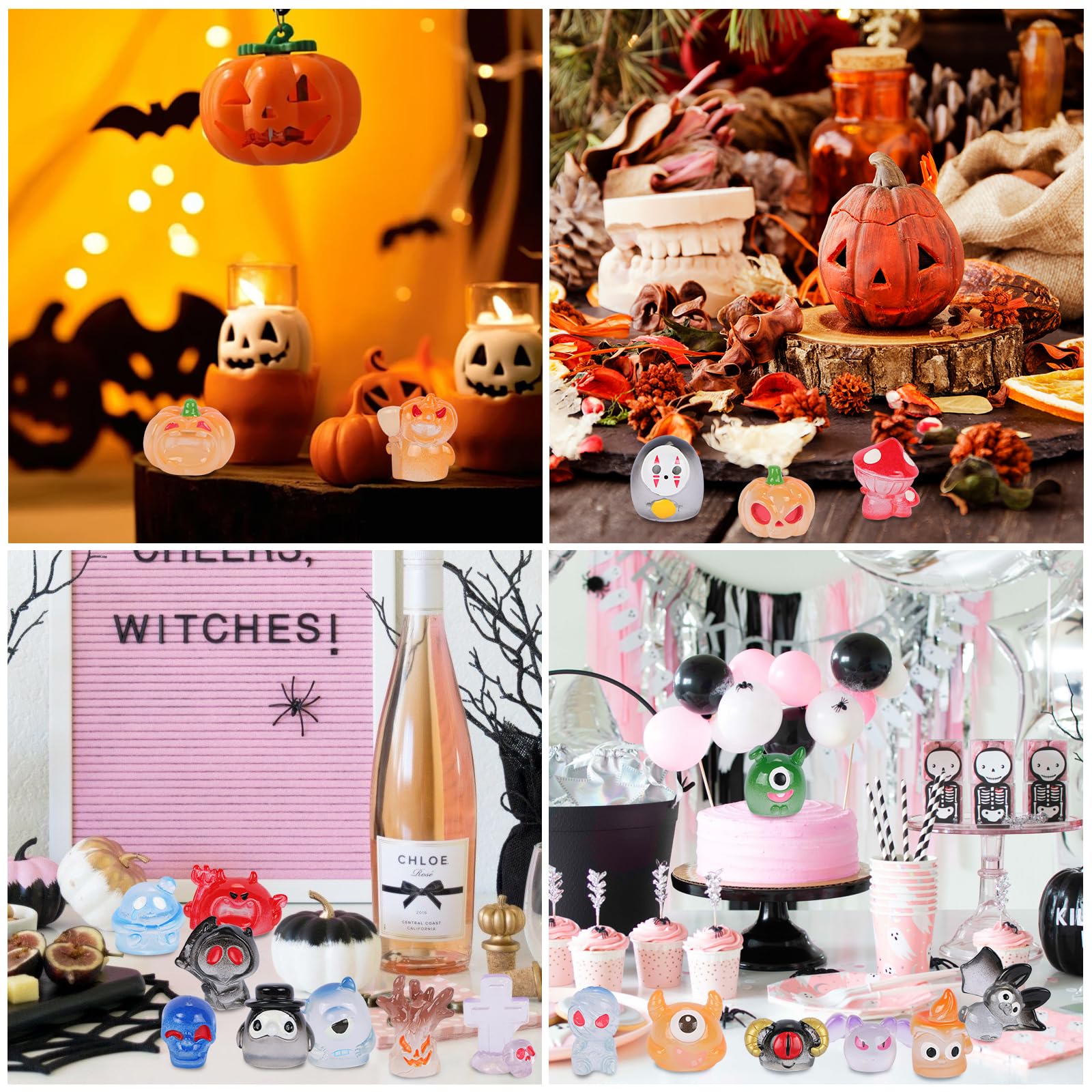 LALASTYLE Lot De 20 Mini Monstres En Résine Lumineux Pour Halloween, Décoration Miniature Effrayante Pour Jardins