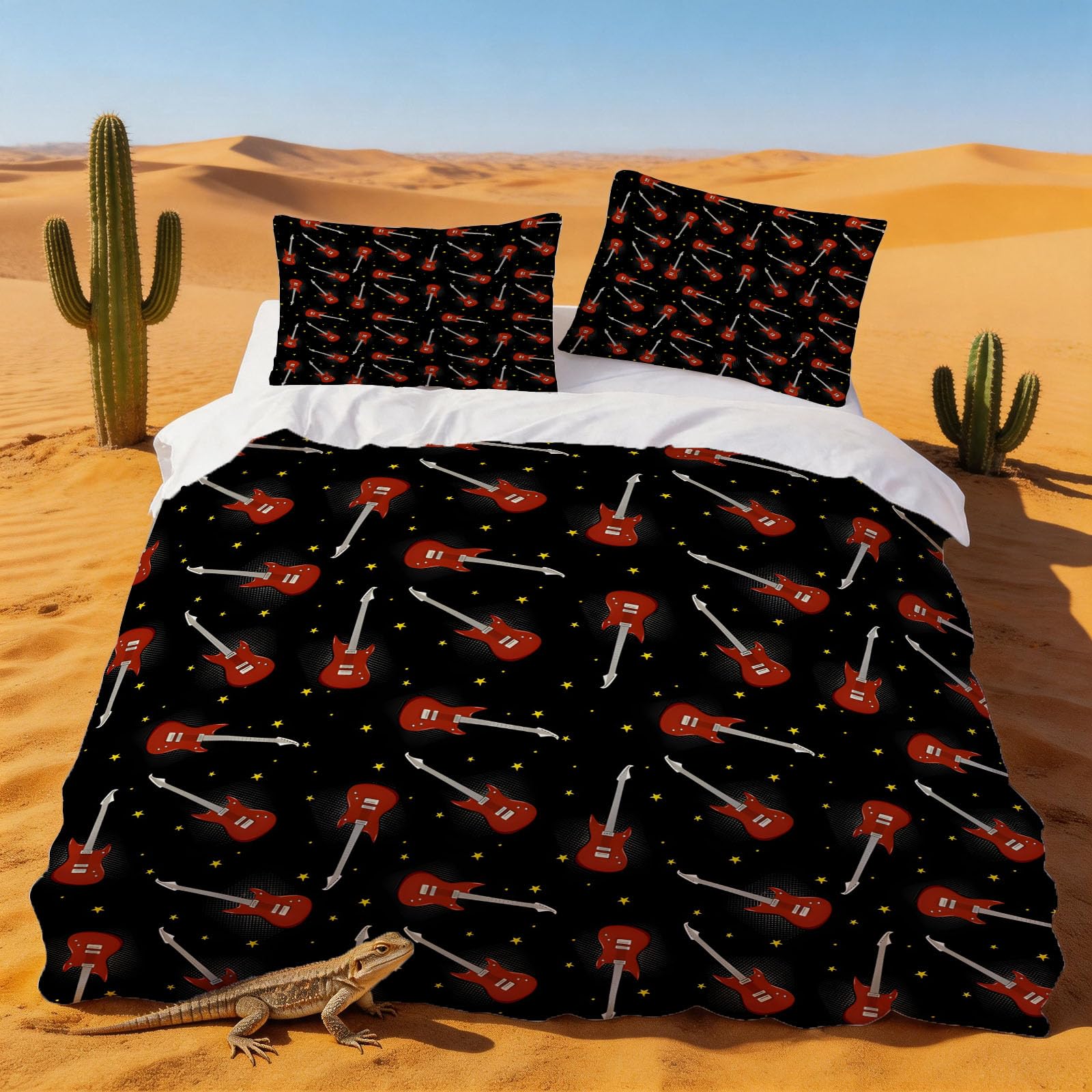Housse de couette 140x200 guitare pour relooker la chambre d'un jeune musicien avec style