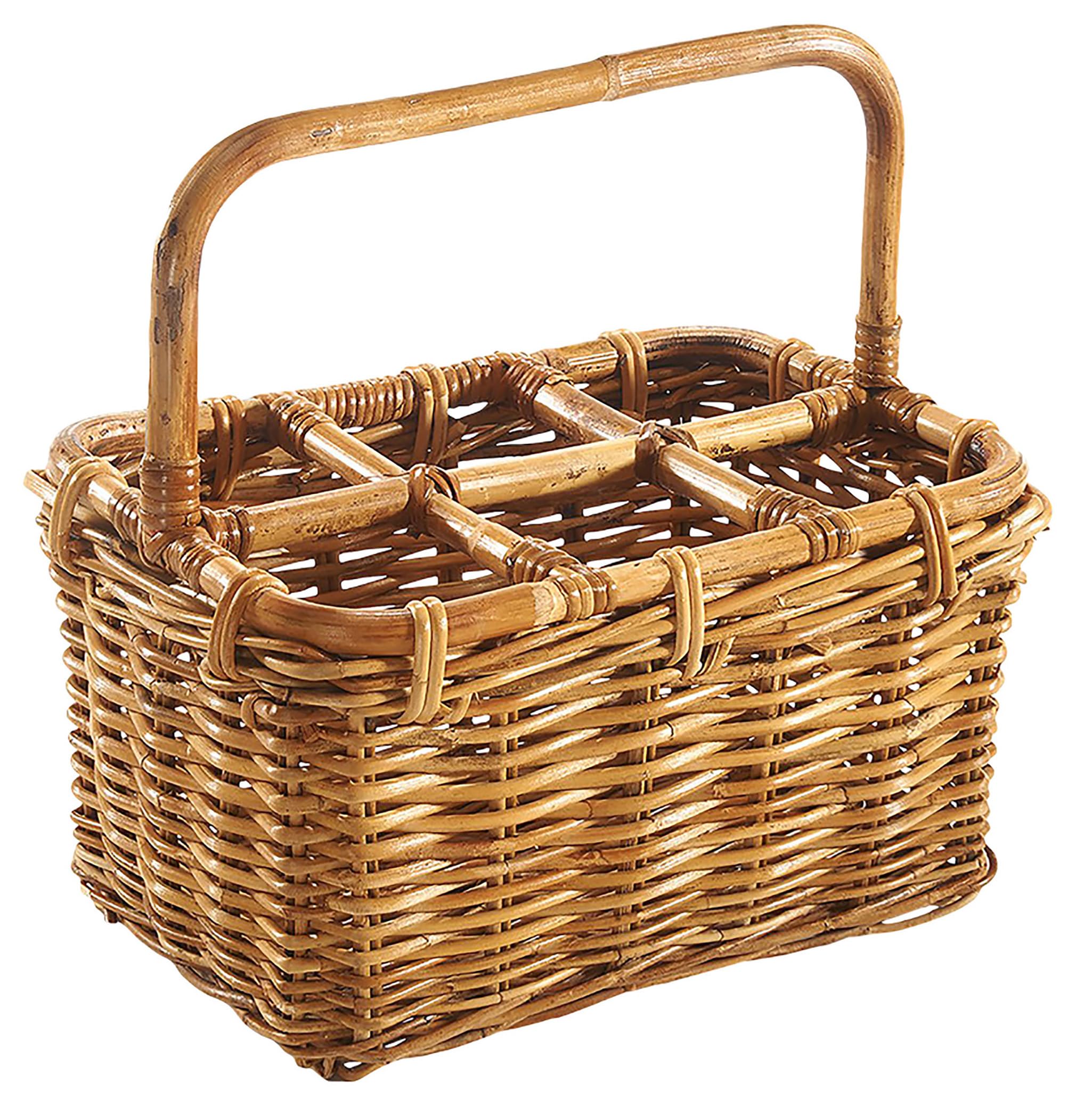 Kobolo Flaschenträger Flaschenkorb Korb aus Rattan für 6 Flaschen Braun Küche, Haushalt & Wohnen