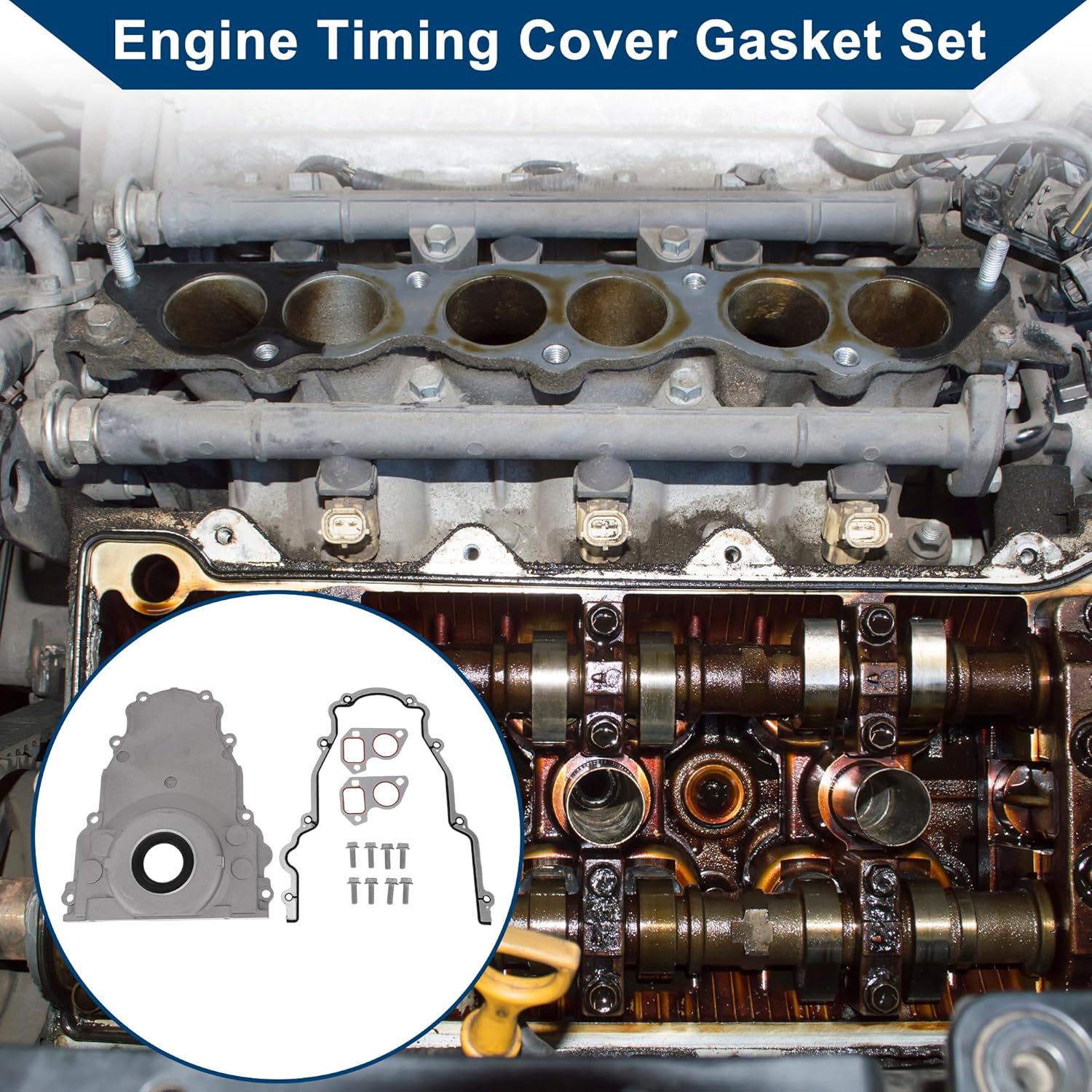 No.12633904/12558013/12574294 Engine Timing Cover Gasket Set for 4.8L, 5.3L, 5.7L, 6.0L, 6.2L Engine Chain Case Cover Gasket 1 Set