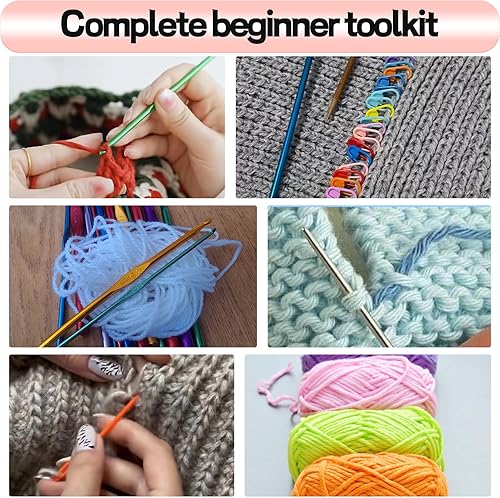 Miniatura 7 de HYHJMISTY Kit de ganchillo de 336 piezas para principiantes, 1500 yardas, 30 colores de hilo para ganchillo, kit de ganchillo para principiantes