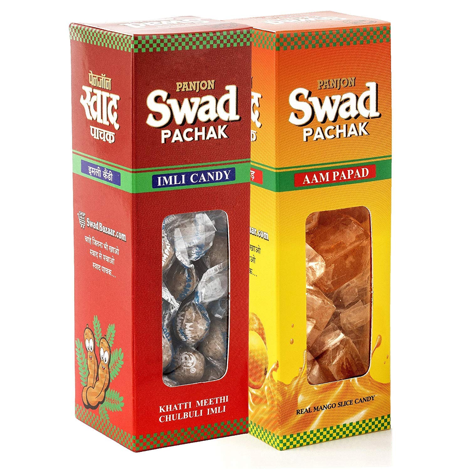 Panjon Swad Pachak Chulbuli Imli Tamarind Twist Candy & Aam Papad Mango Slice (Pack of 2), 200 gm
