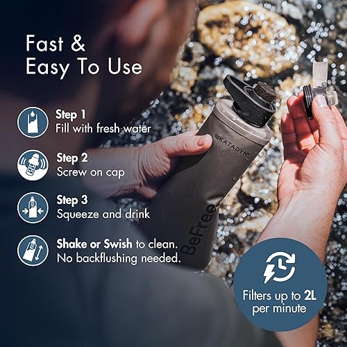 Miniatura 7 de Katadyn BeFree - Botella de filtro de agua plegable ultraligera de 1.0L para senderismo, camping, mochilero