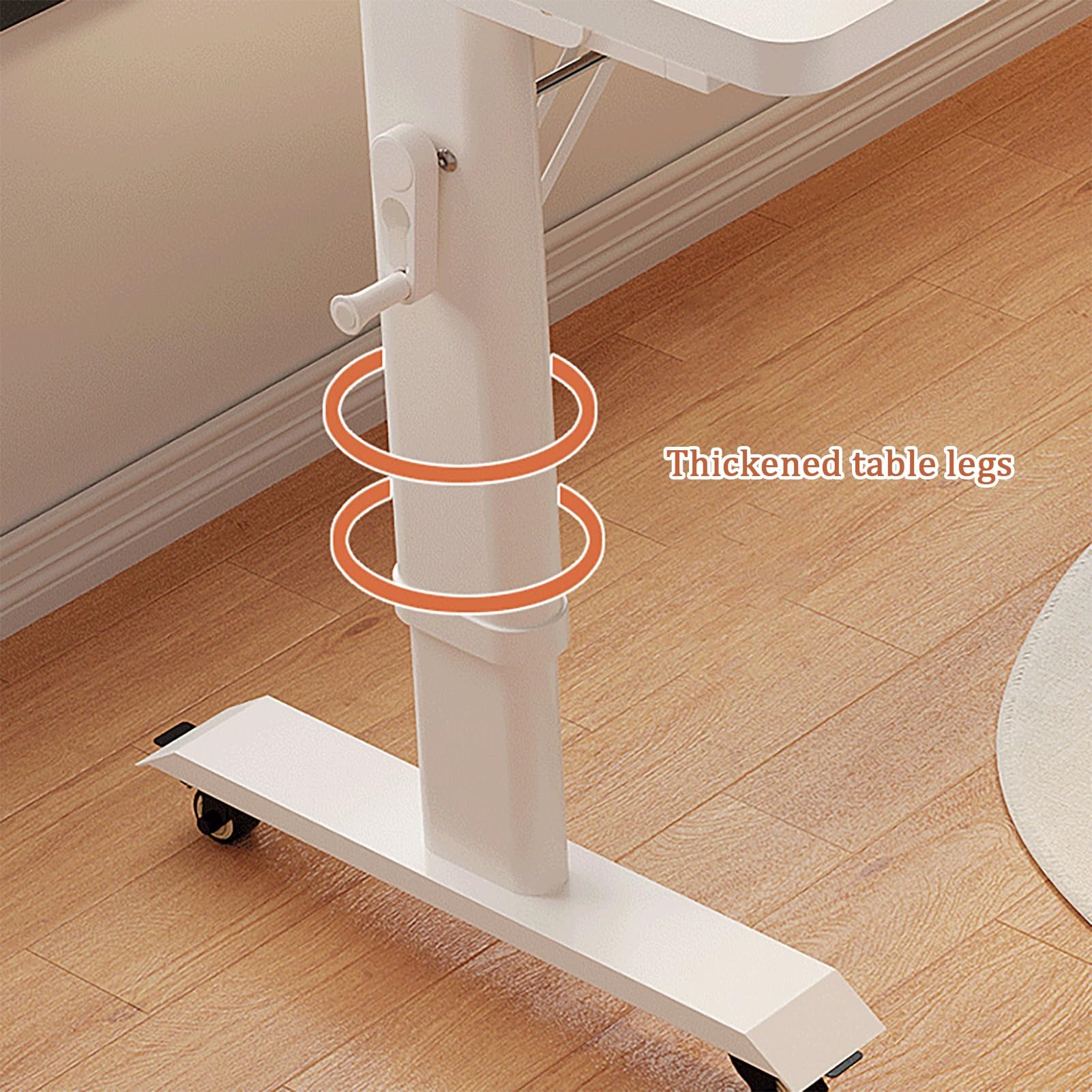 SDdPulse Scrivania regolabile a manovella con ruote bloccabili per casa e ufficio, scrivania mobile per gambe in metallo, per videogiochi, colore: marrone, 80 x 40 cm