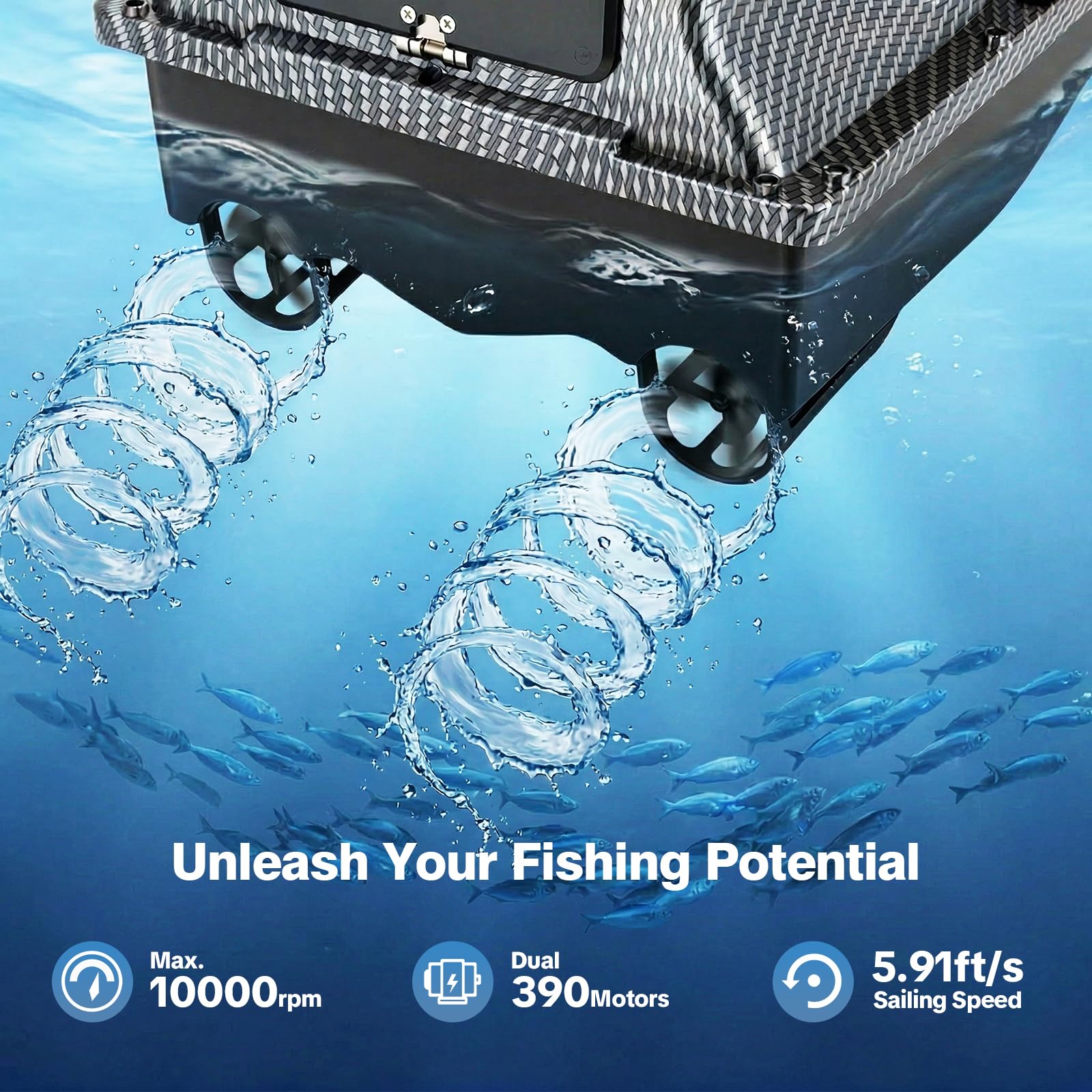 Angeln Futterboot mit GPS 500M RC Köderboot mit 3 Köderboxen | aus ABS | 16 Positionierungspunkte | LED Nachtlichtern | 2 x 5200mAh Batterie | Fernbedienung Angeln für Flüssen, Seen