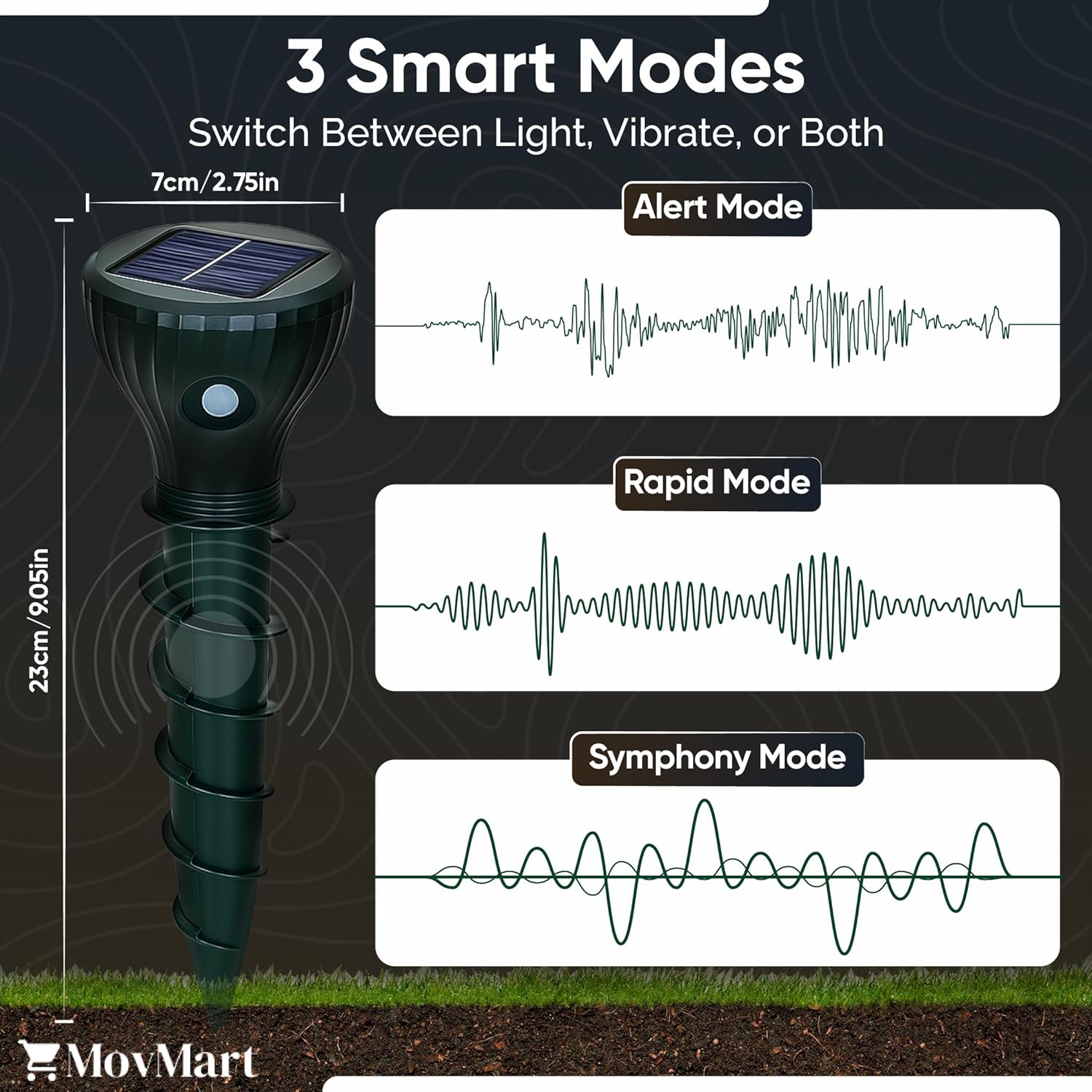 Mole Repellent Solar Powered 4 Pack, Snake & Vole Repeller Outdoor, Gopher Repeller Ultrasonic Solar Powered for Lawn Garden, Waterproof Sonic Mole Spikes for Yard Protection from Groundhogs. (1)