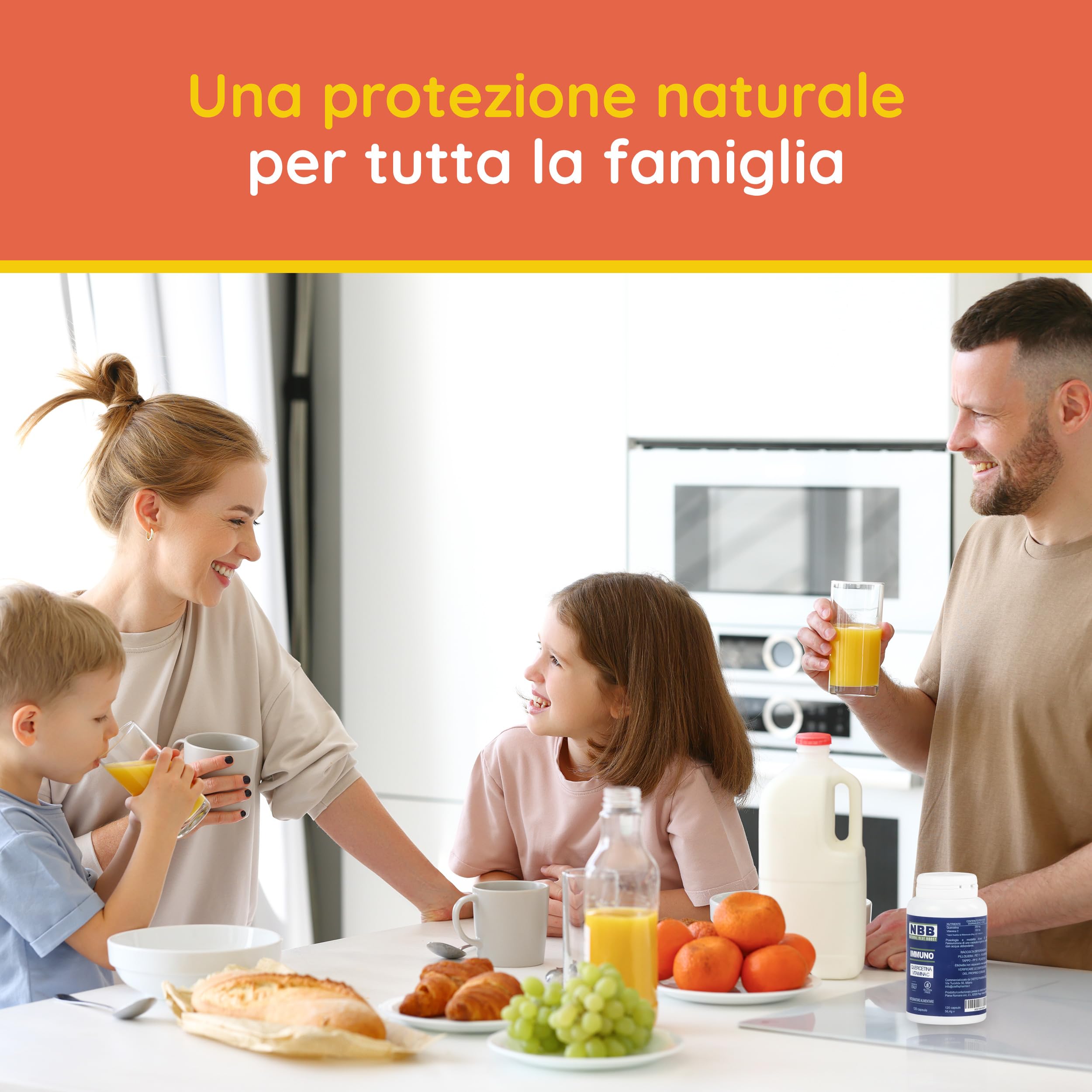 NBB Quercetina e Vitamina C - 120 Capsule - Alto Dosaggio - Integratore per Difese Immunitarie adulti, Antiossidante - Made in Italy - 4 Mesi di Trattamento