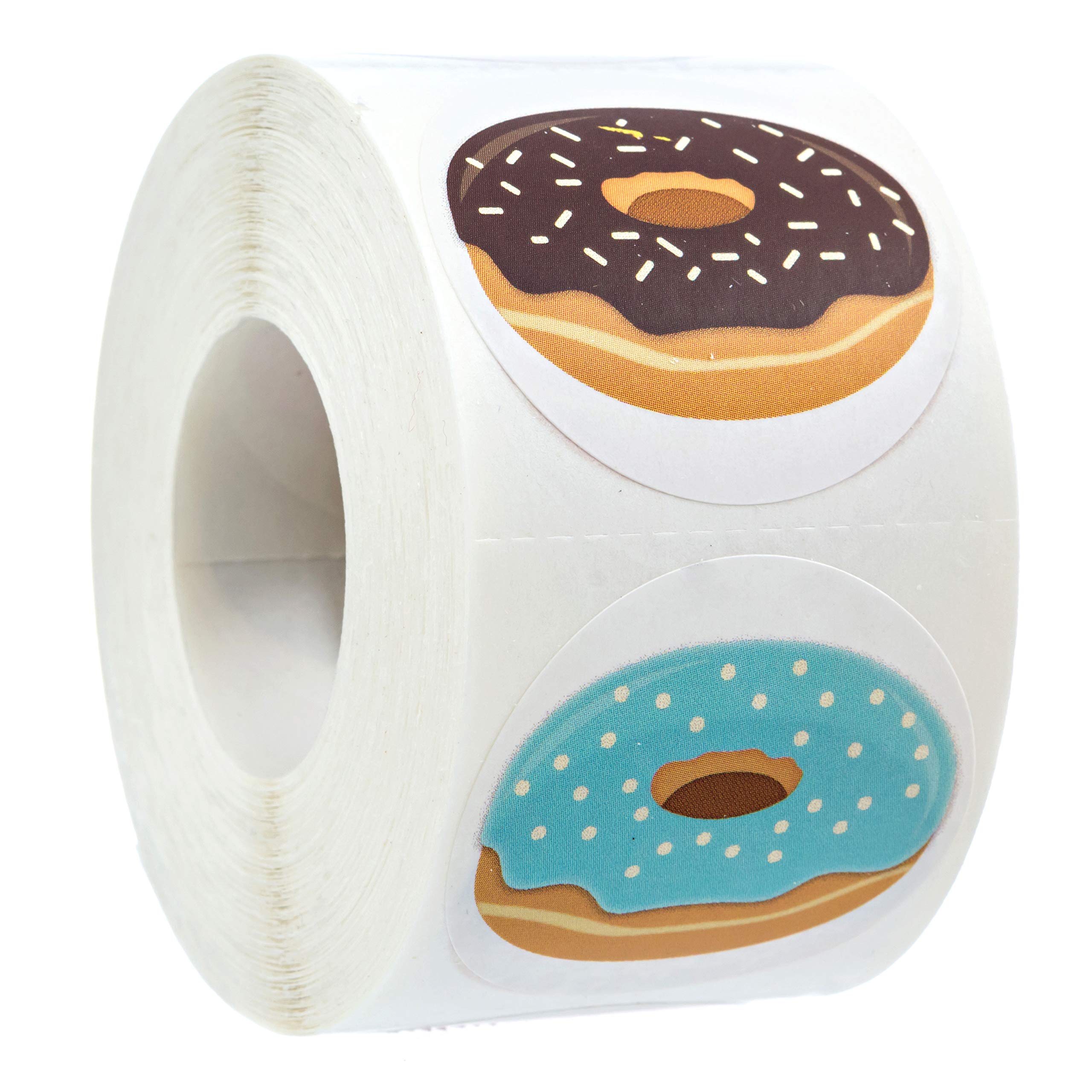Stylish Donut Stickers / 500 Labels Roll / 1.5" Adorable Food Party Envelope Seals / 8 Delicious Label Designs/Made in The USA