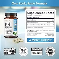 Vista 5 de Suplemento DIM de 200 mg (120 unidades) Equilibrio de estrógeno para mujeres y hombres Equilibrio hormonal, suplementos hormonales para el acné