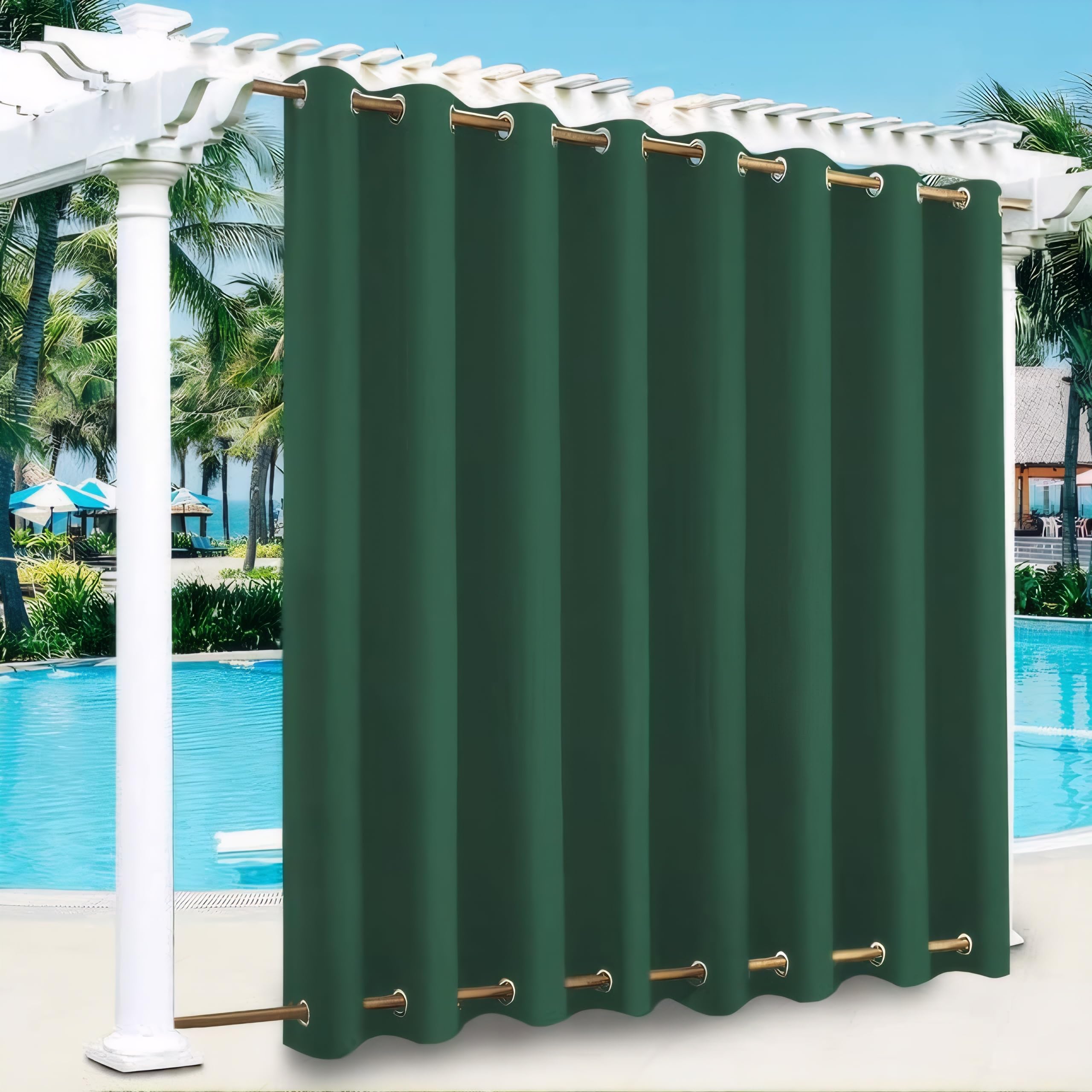 LiveGo Outdoor Curtains Waterproof with Grommet (Top and Bottom), 2 Panels Privacy & UV Protection Windproof Curtain for Porch, Pergola, Garden, Backyard (Light gray, 140 * 213cm) — view 24