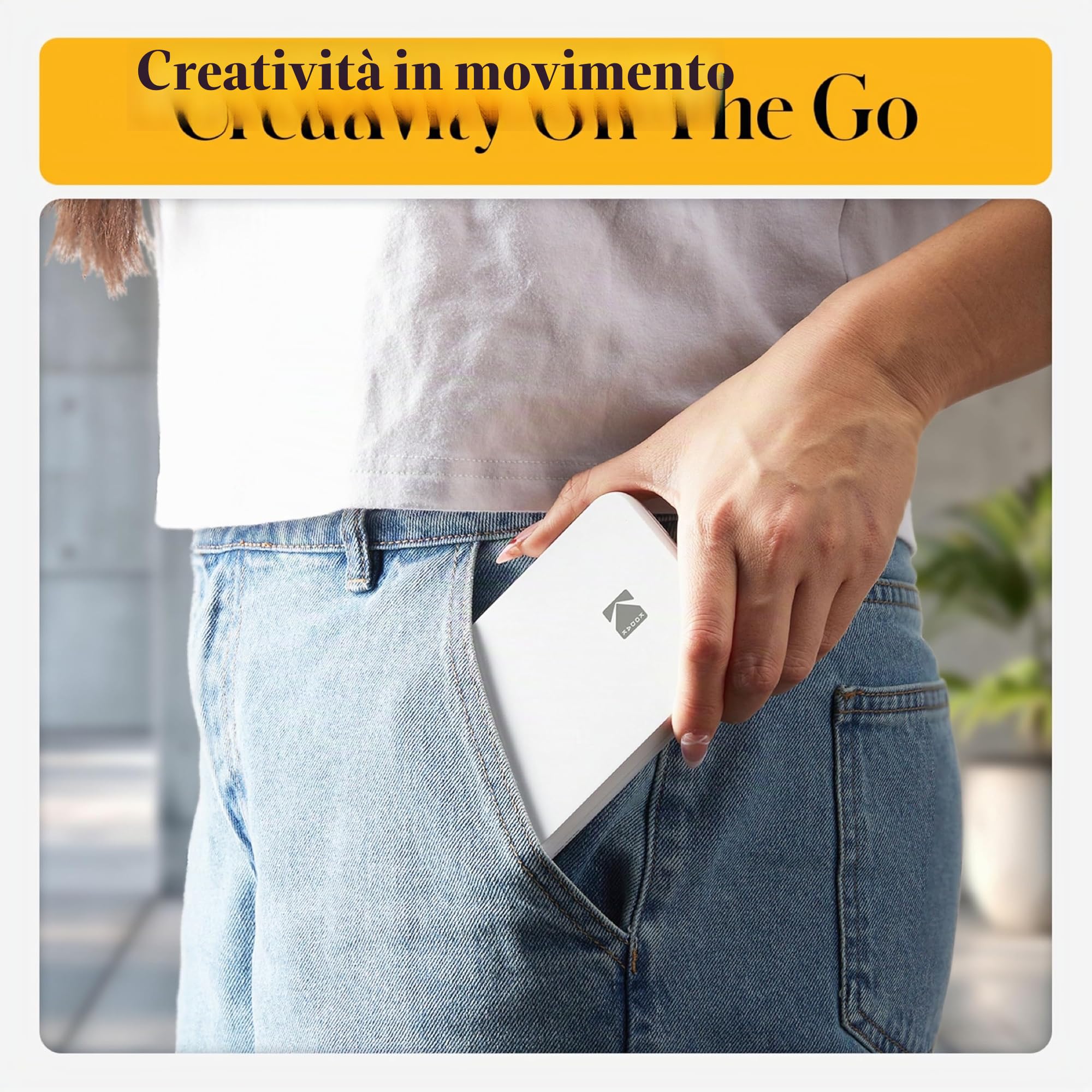Stampante fotografica mobile istantanea Kodak Step Slim - Kit: confezione da 20 fogli di carta Zink, custodia