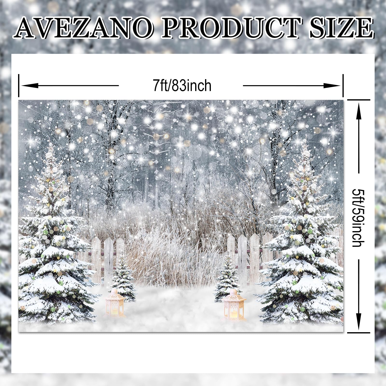 Avezano Fotohintergrund Winter & Weihnachten – 1,8x1,2 M, Mit Glitzer Und Kiefern