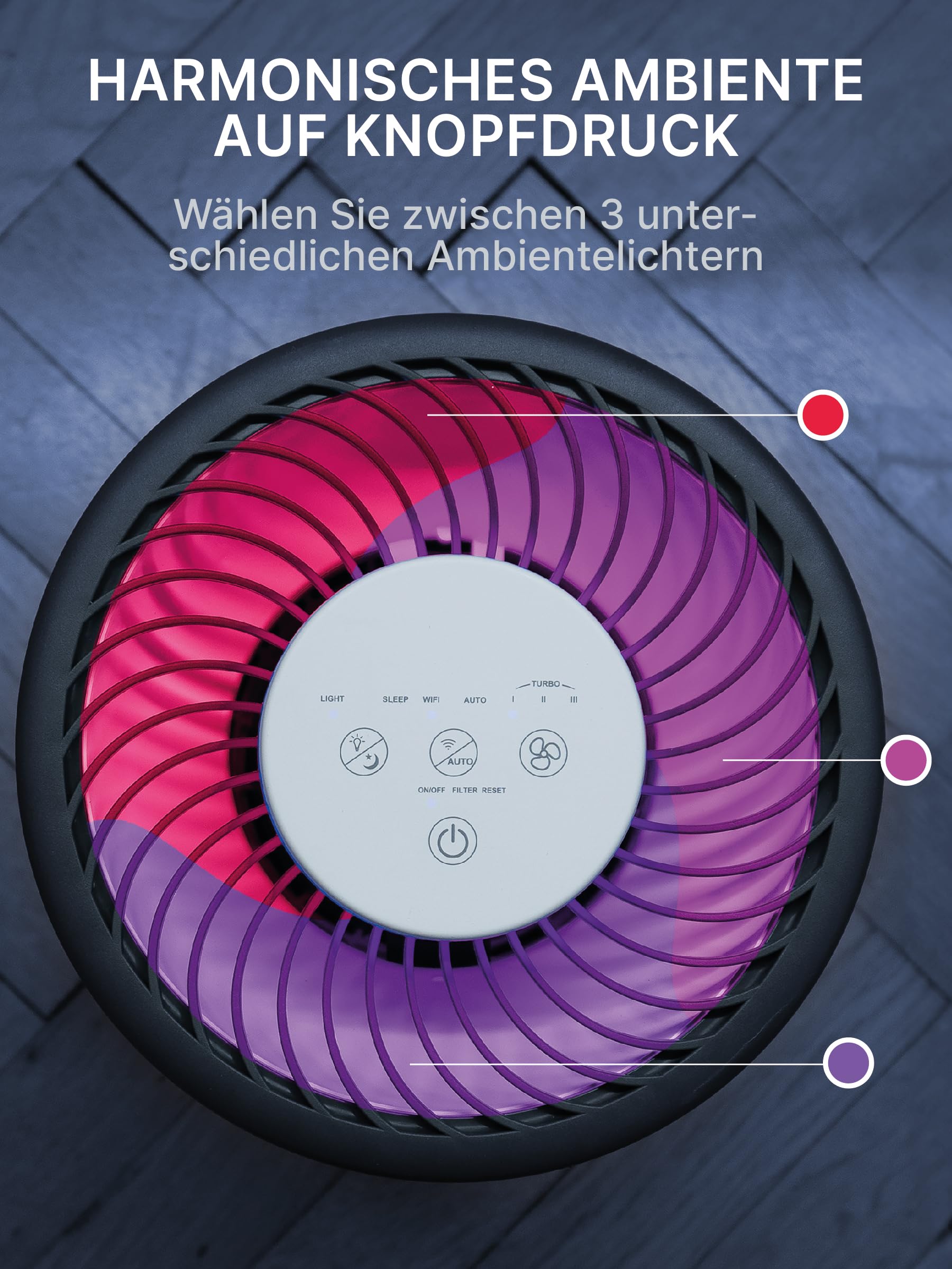 Comedes Umecto 300 Luftbefeuchter, Kaltverdunstung, 45m², 2,8 l Tank, 300 ml/h, Smart-Home