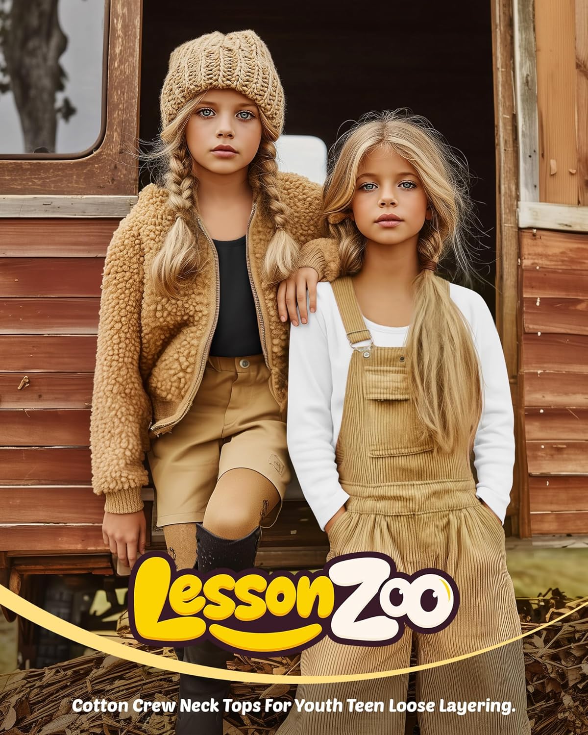 3 Pack Girls Long Sleeve Shirts Kids Cotton Scoop Neck Casual Tops Loose Soft Layering Basic Tees 5-14 Years Teens - Image 3