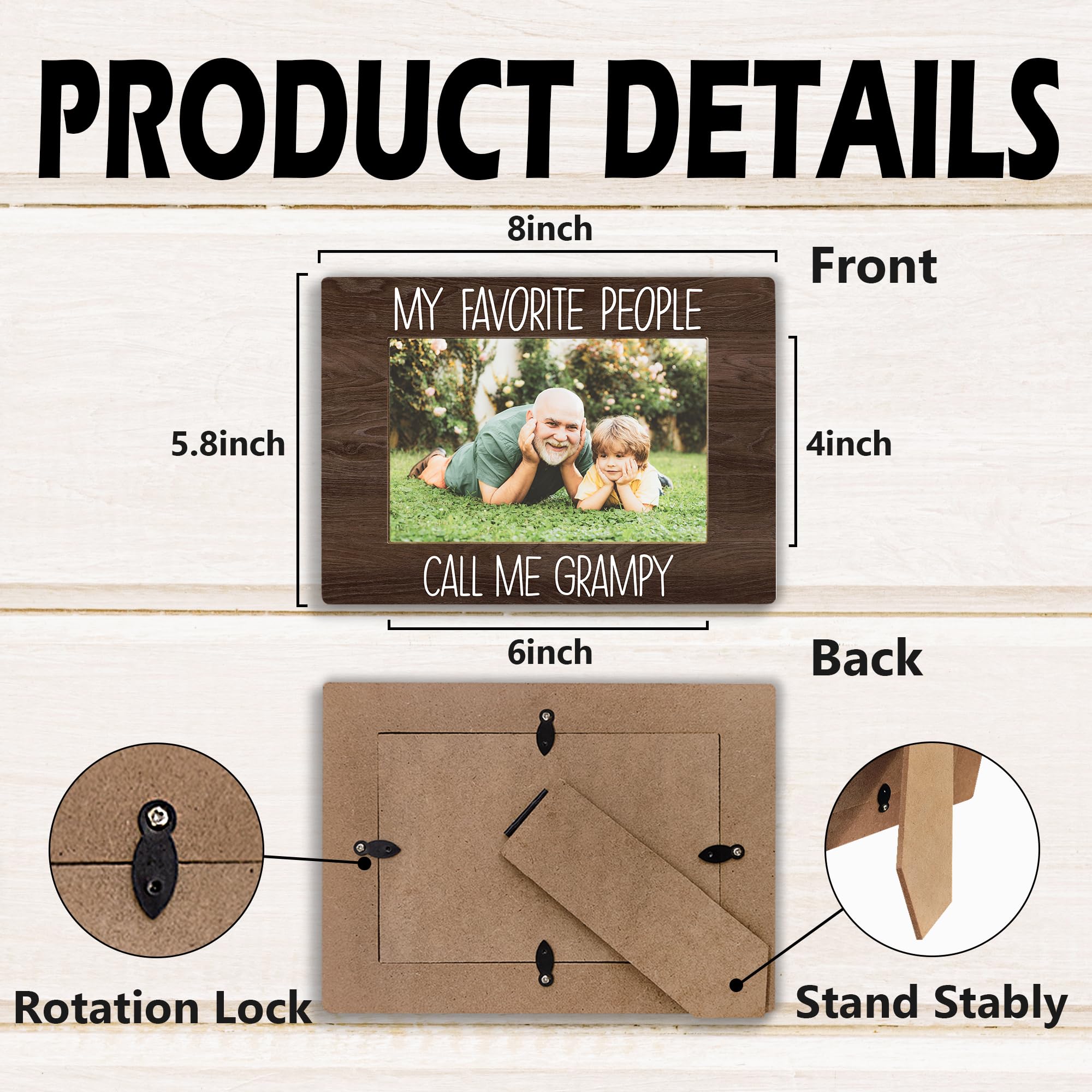 My Favorite People Call Me Grampy Picture Frame, Grampy Grandpa Gifts for Father's Day, Best Grandpa Gifts Photo Frame 4x6, Grandfather Wooden Photo Picture Frames for Desk Tabletop Decor