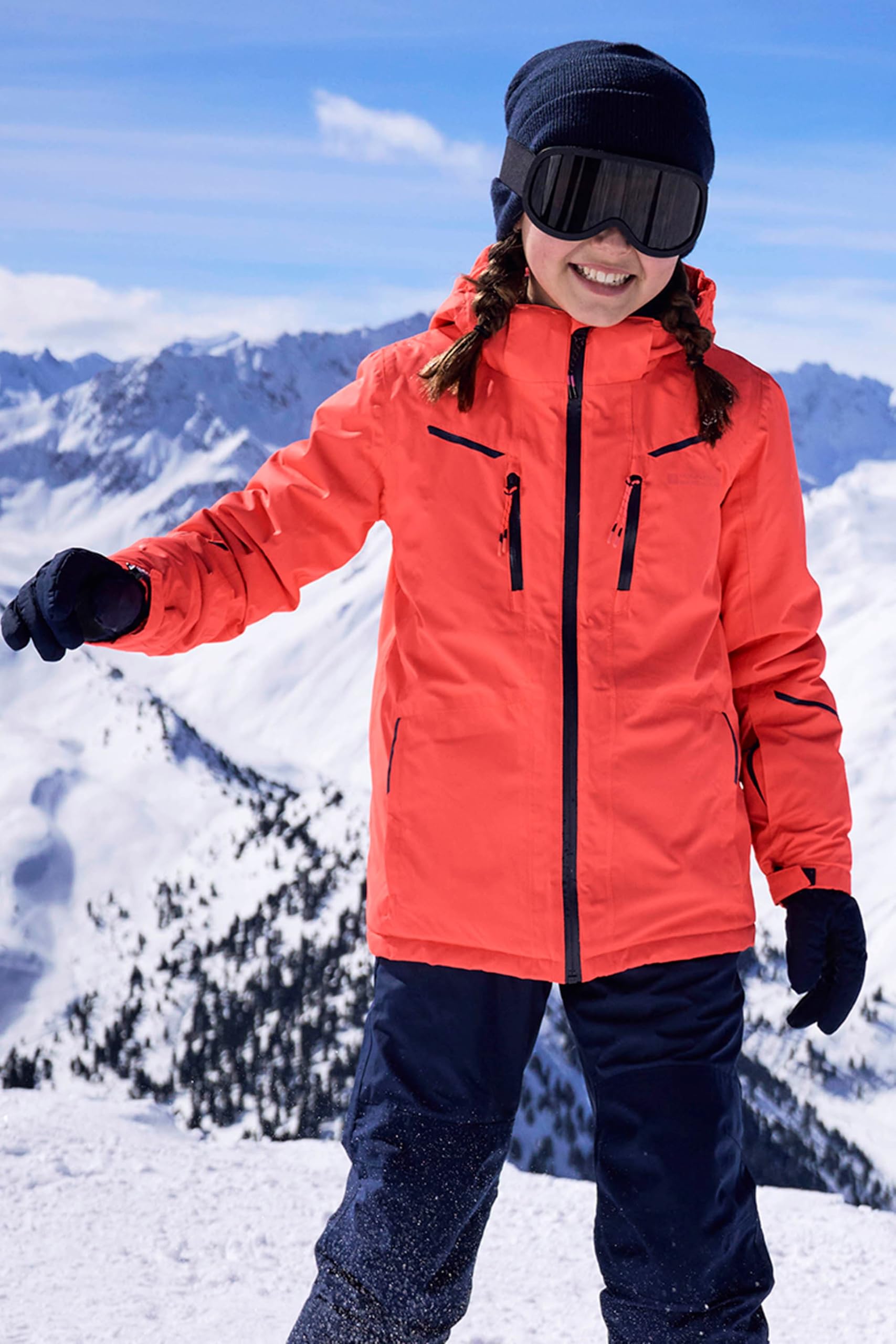 Mountain Warehouse Slalom Kids Extreme Veste de ski imperméable – Manteau rembourré doublé en polaire avec jupe de neige amovible, garçons et filles – Ski d'hiver, sport, marche