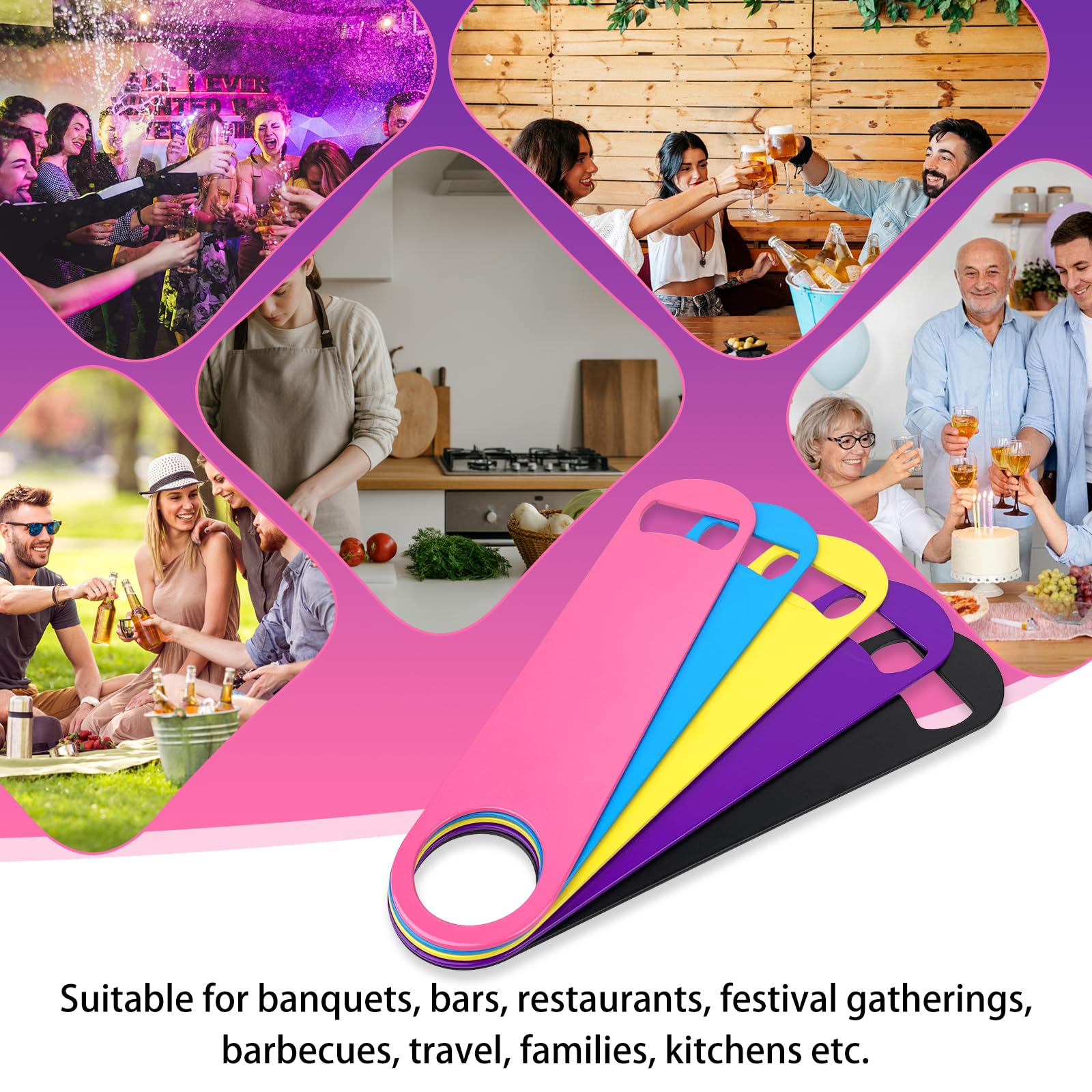 Colorful Stainless Steel Bottle Opener Set - 5 Pack -6 Colorful Stainless Steel Bottle Opener Set - 5 Pack -6