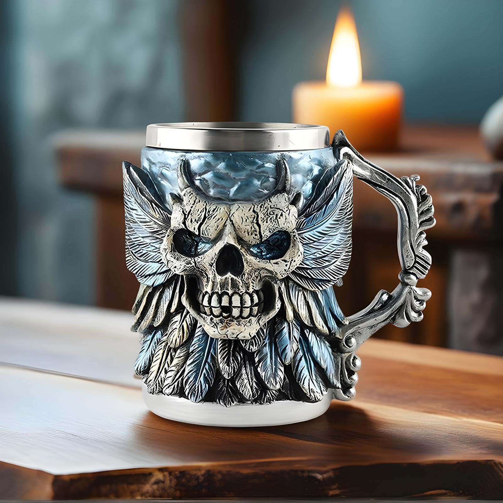 Gobelet à café 0,5 l Halloween médiéval en résine squelette décoration