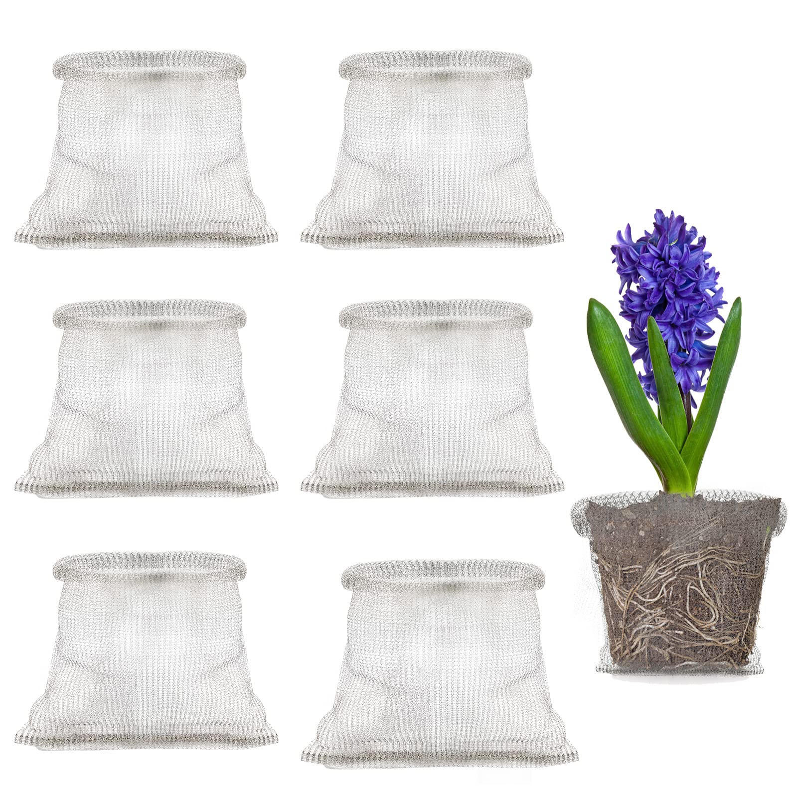 SYCOOVEN 6 Pcs Root Guard Baskets, Plant Berries Vegetables Root Protection, Stainless Steel Plant Wire Speed Baskets Animal Cages, Prevent Critter Damages(Size:15 x 15inch)