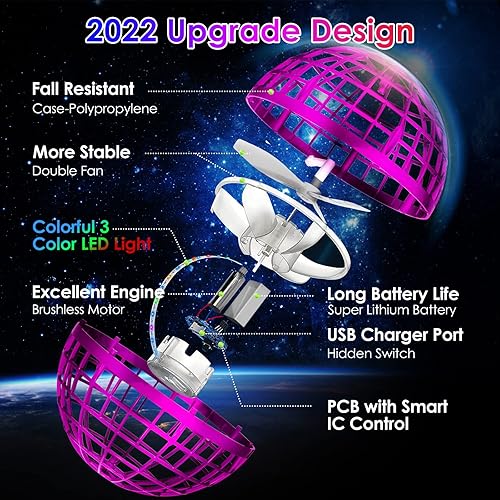 Miniatura 2 de semai Flying Orb Ball 2023 - Pelota Hover Boomerang, controlado a mano, mini dron giratorio galáctico, juguete genial para niños de 8 a 13 años,