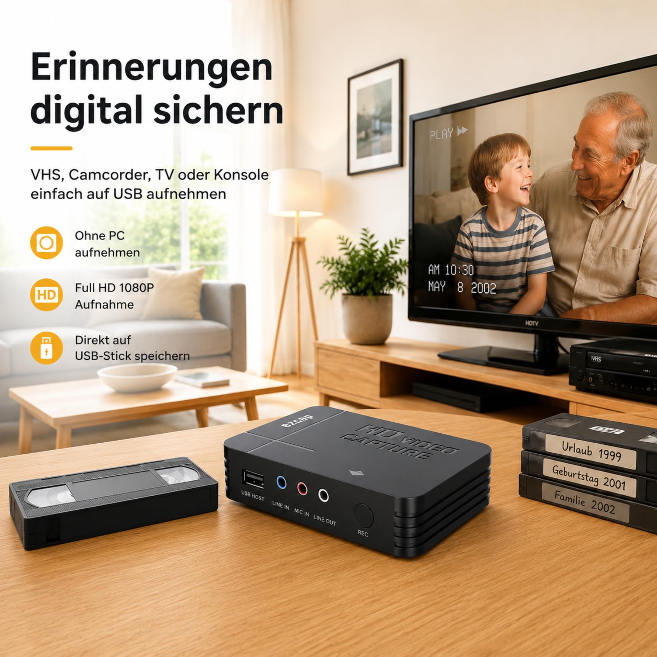 A32DS Video Game Capture Recorder HD Registratore Video 1080P Professionale HDMI/AV Registratore TV, Capture Card Switch Video Grabber Streaming Accessori