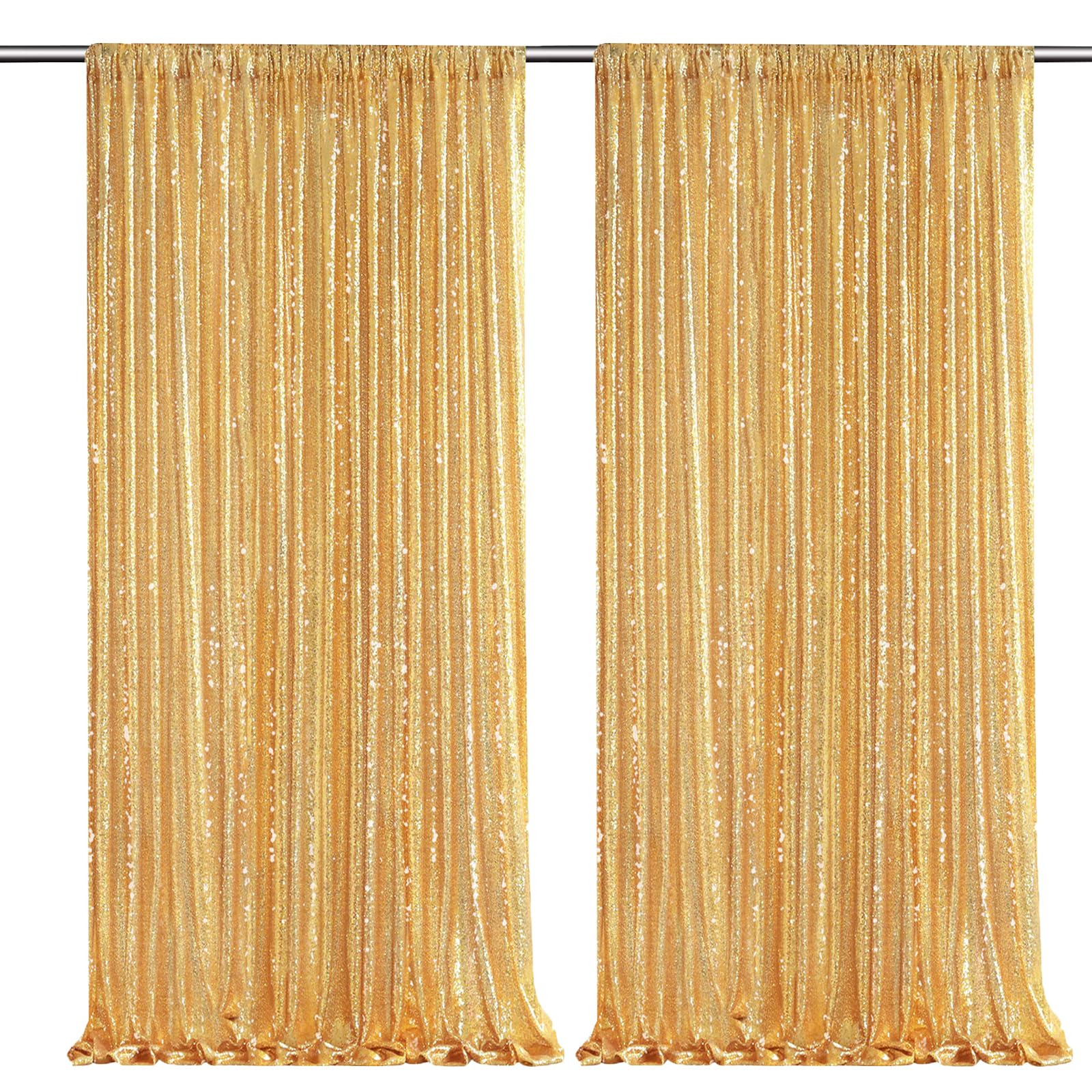 Gold Sequin Backdrop Curtain Panels Stage 2 Pieces 2FTx8FT Sheer Gold Curtains Backdrop Photo Backdrop Curtains for Wedding Birthday Party Background Drapes Christmas Decorations — Amazon image 11