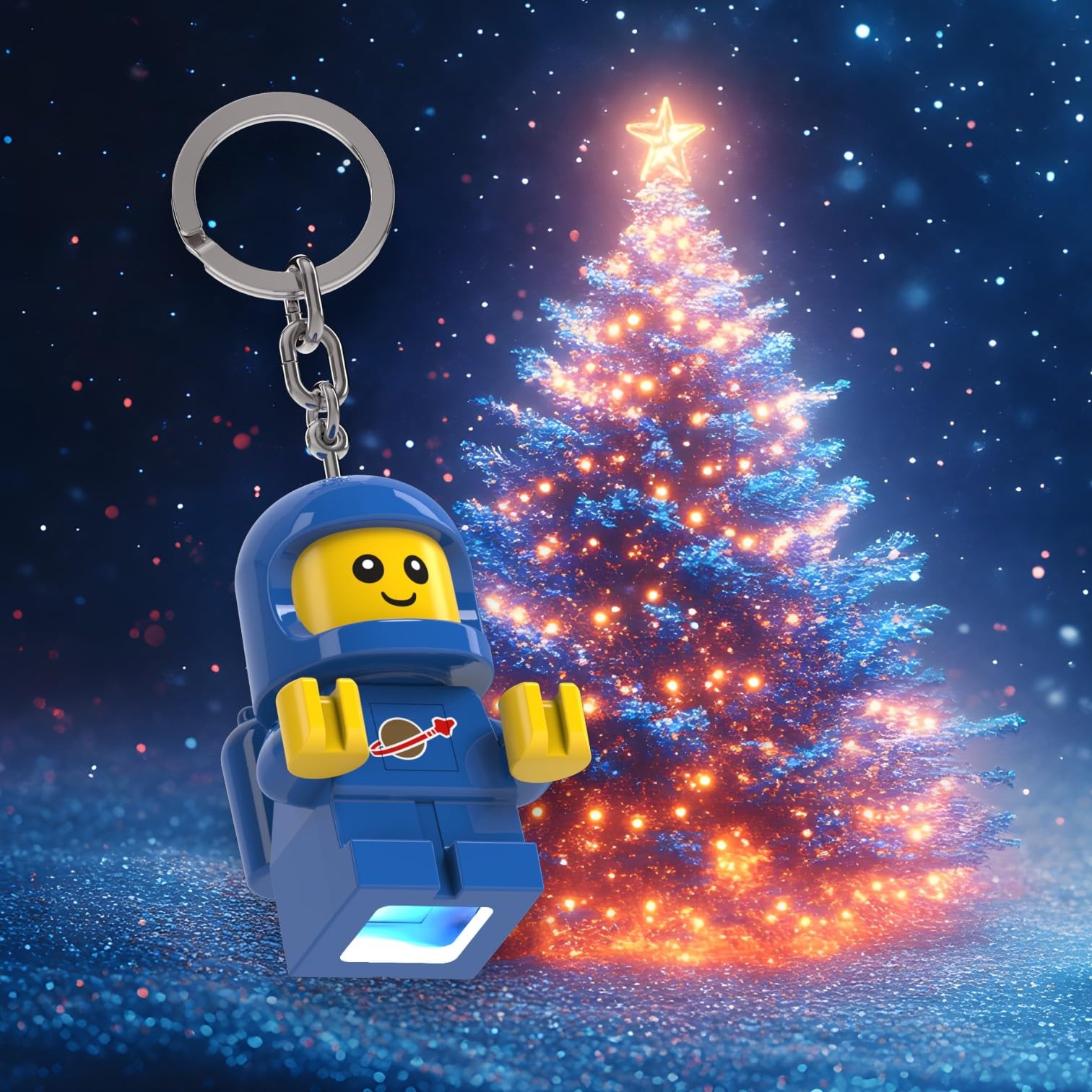 LEGO Minifigures Keyring 5.7 cm Tall - Spacebaby (KE210H), Bag Charm with LED Light, Blue - Image 2