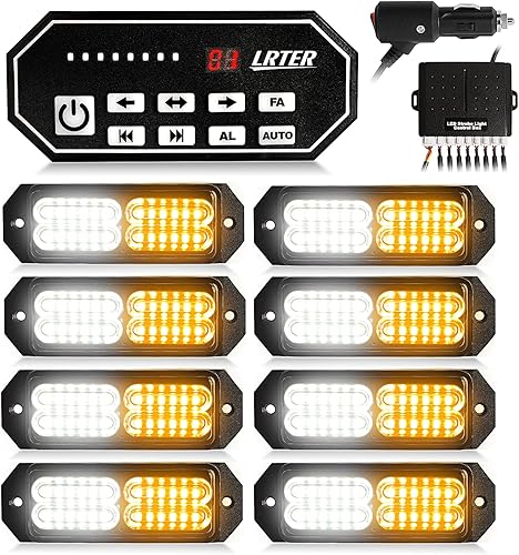 8 luces estroboscópicas de emergencia ultra delgadas de 24 LED para camiones, luz estroboscópica de advertencia de peligro de precaución con