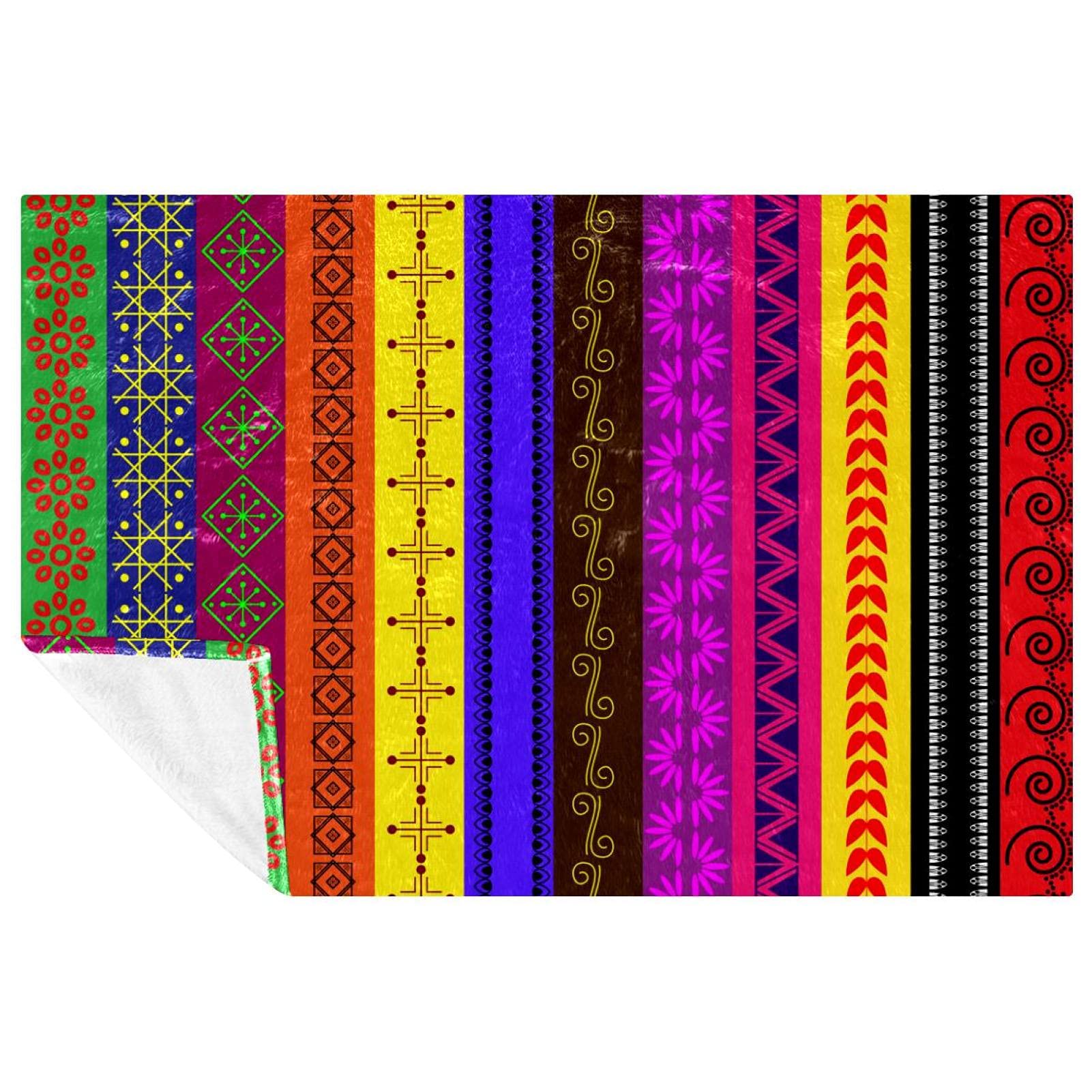 Couverture à rayures contre le froid plaid chaud et doux pour lit, plage et voyage