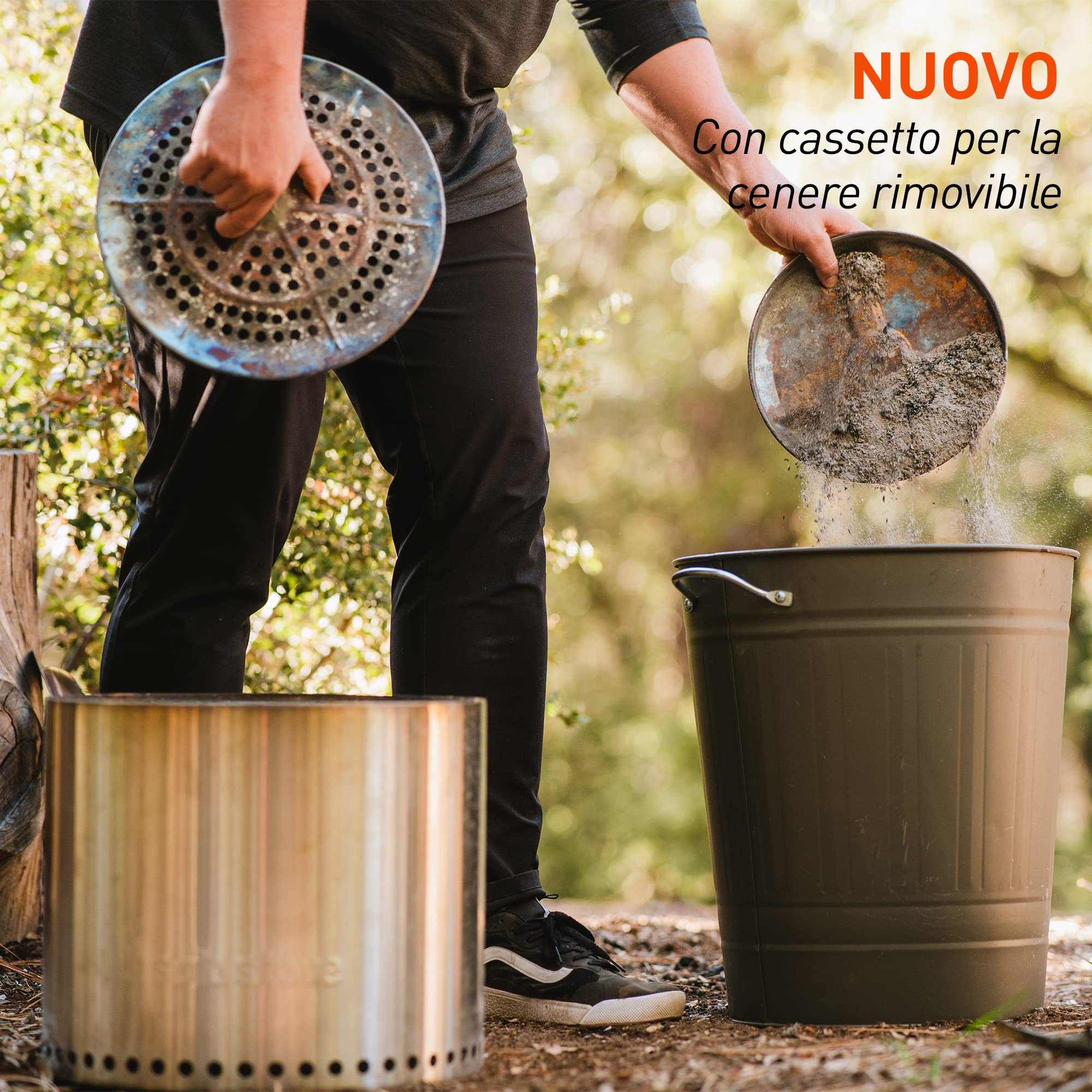 Solo Stove Braciere Senza Fumo Ranger con Supporto 2.0 | con Custodia da trasporto inclus, Combustione della legna, Cassetto per la cenere rimovibile, Acciaio inossidabile, 38 x 41,5 cm, 6,8 kg