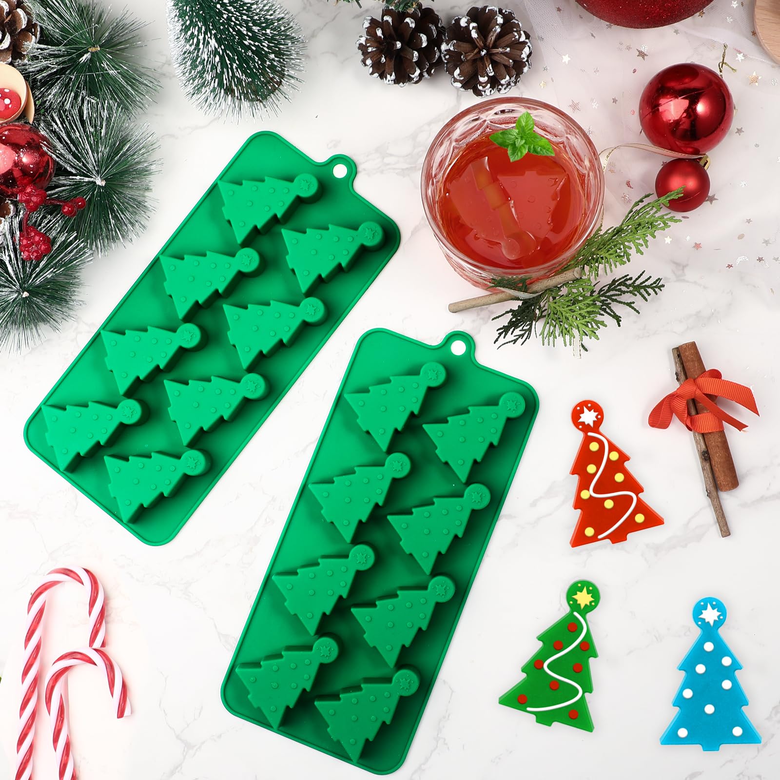 Moldes de silicona para cubitos de hielo, 8 cavidades, moldes para cubitos de hielo, chocolate, jabón, cera derretida, dulces (paquete de 2) 6
