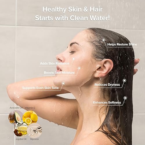 Miniatura 6 de Cabezal de ducha de mano filtrado con vitamina C y filtro de sedimentos, flujo de agua de alta presión, ahorro de agua, reduce el cloro para piel y
