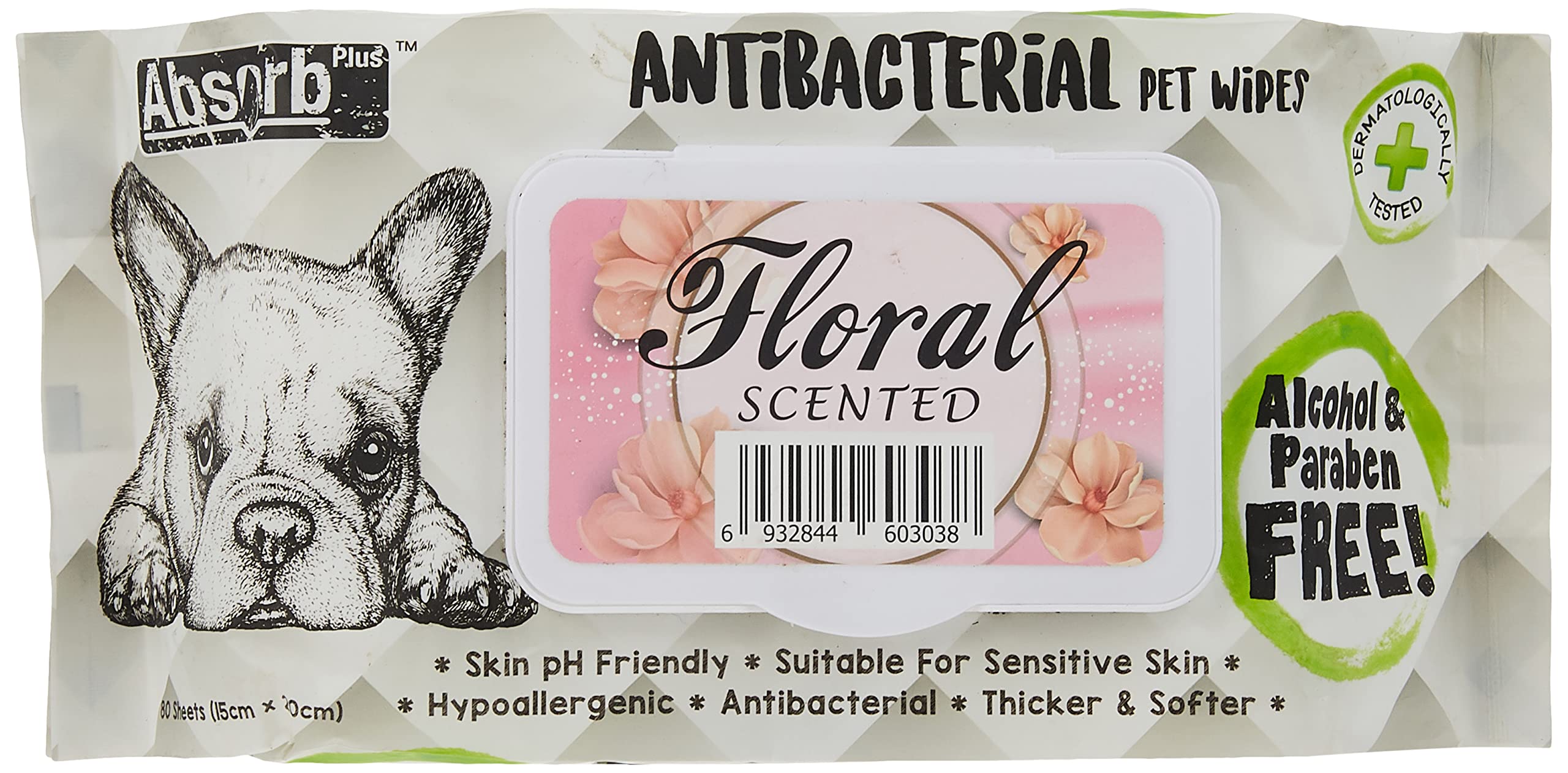 Absolute Holistic Absorb Plus Antibacterial Wipes Floral 80 sheets