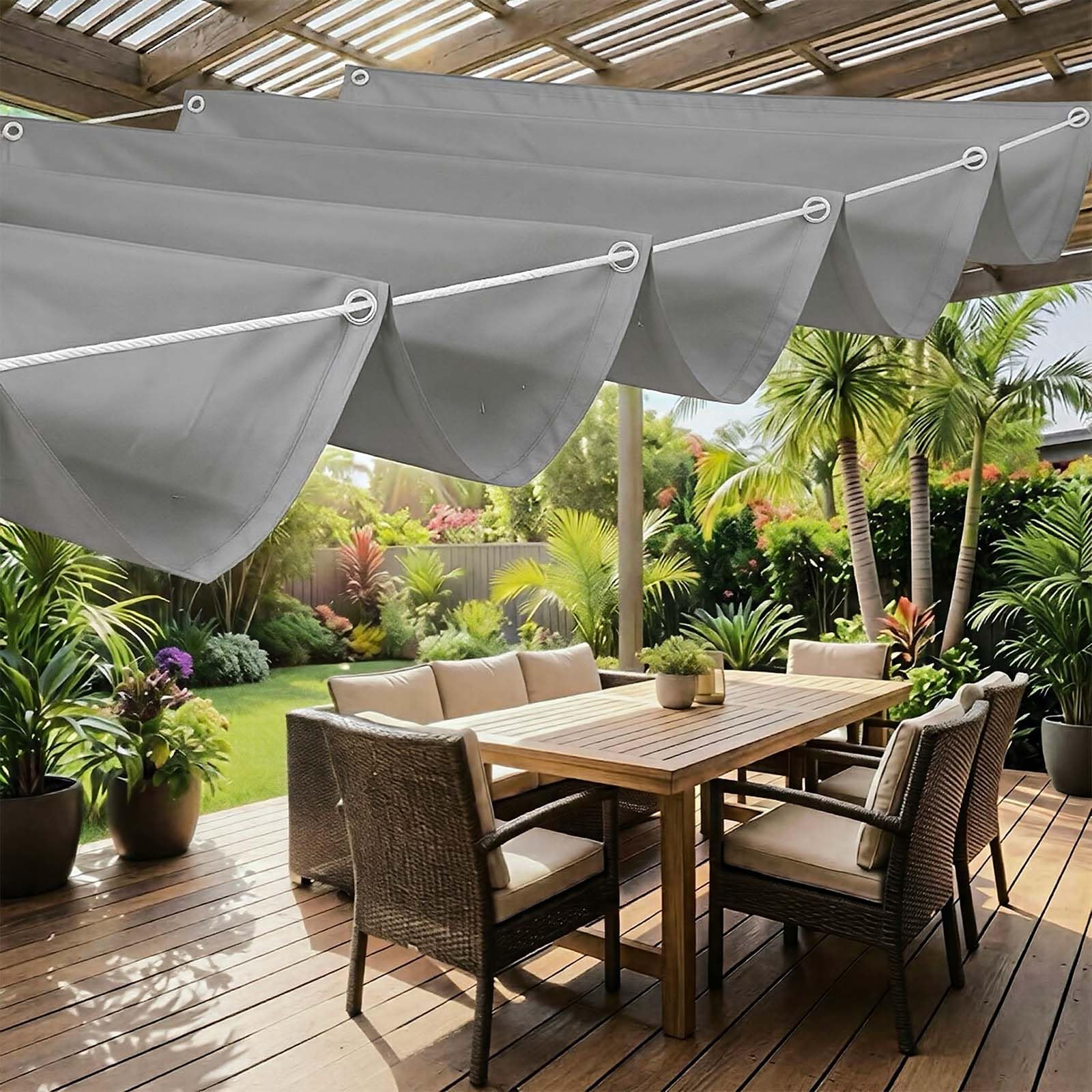 Voile d'ombrage rétractable contre la chaleur sur votre patio