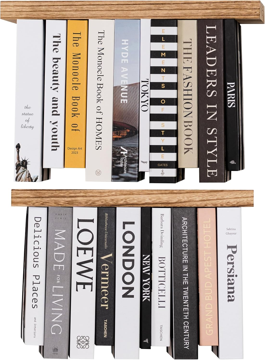 SnugLife Floating Book Shelves for Wall Mounted Set of 2 - Upside Down Space Saving Unique Wall Bookshelf, Rustic Wood Floating Bookshelves, Hanging Bookshelf for Bedroom, Living Room Decor & Storage 16.5"W x 6.7"L