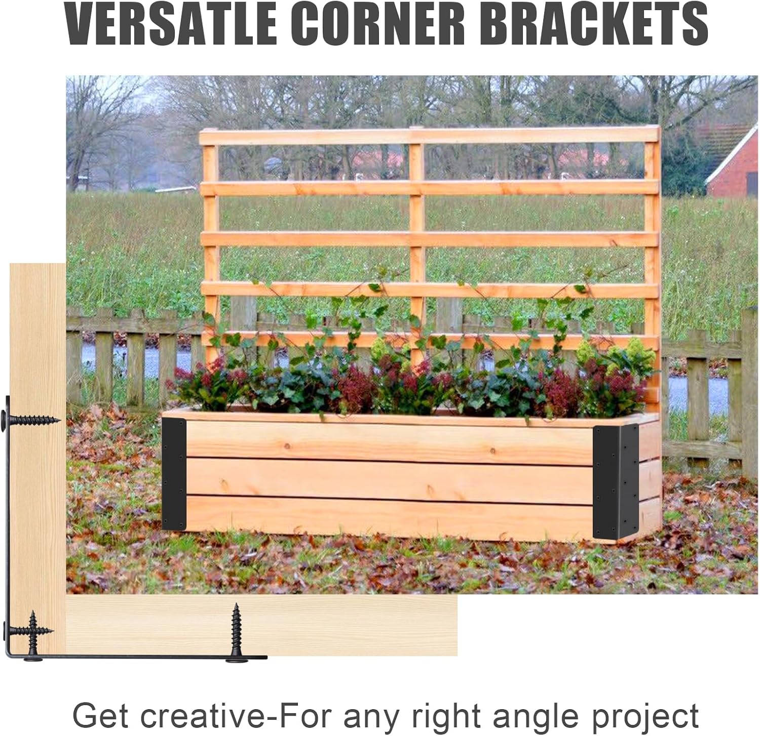 8 Pack Raised Beds Corner Brackets | Raised Garden Bed Brackets with Screws | Suits for Wood Fits 20"-24" Bed | 11" x 3" x 3" for Vegetable Planter Garden