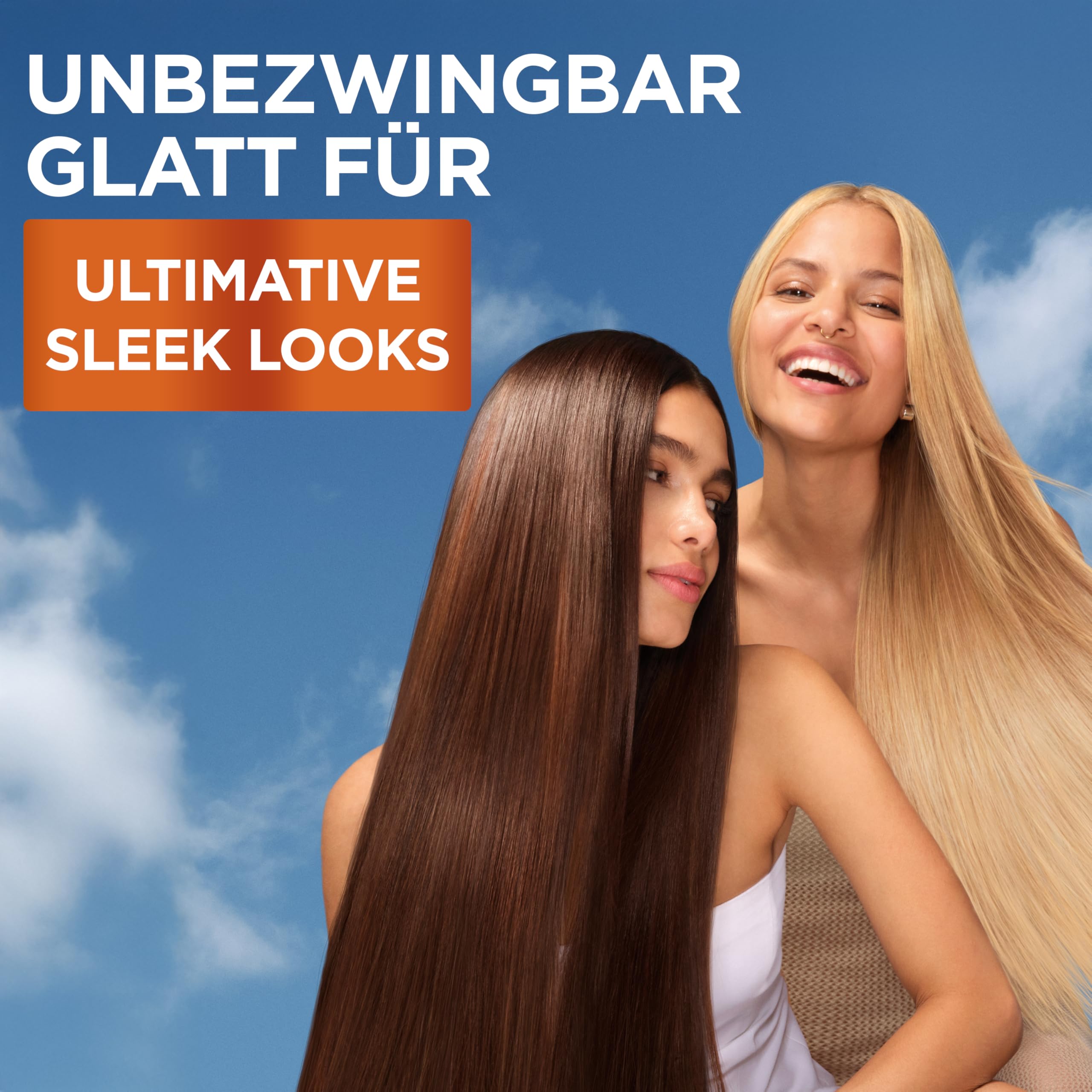 Garnier Fructis Keratin Sleek Kit de soin avec shampooing, après-shampoing, masque et sérum à l'huile d'argan et complexe kératine-leek pour cheveux secs et sujets aux frisottis