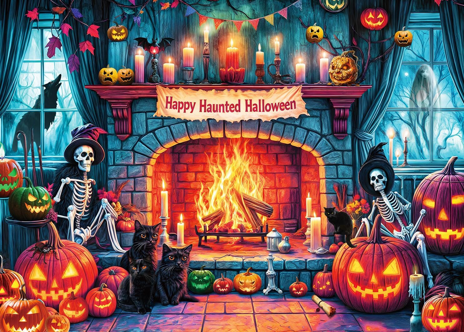 Halloween Puzzle for Adults 1000 Pieces,Fall Pumpkin Castle，Horror Haunted House Puzzle-Jigsaw Puzzles for Adults 1000 Piece Educational Games Colorful Puzzles for Home Decoration
